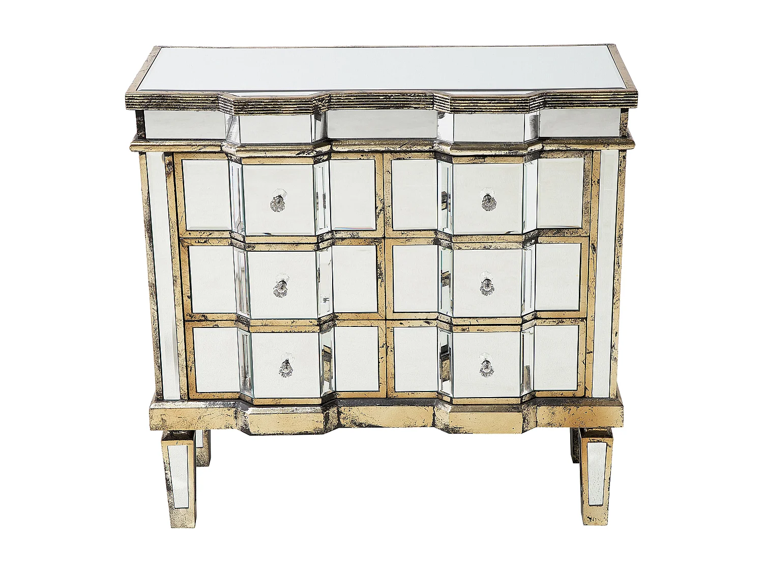 Commode à 6 tiroirs MOZELA Miroir argenté