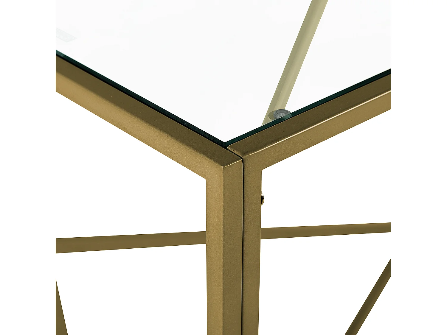 Konsolentisch Hartglas mit Metallgestell gold geometrischer rahmen Glamour Wohnzimmertisch Beistelltisch Orland