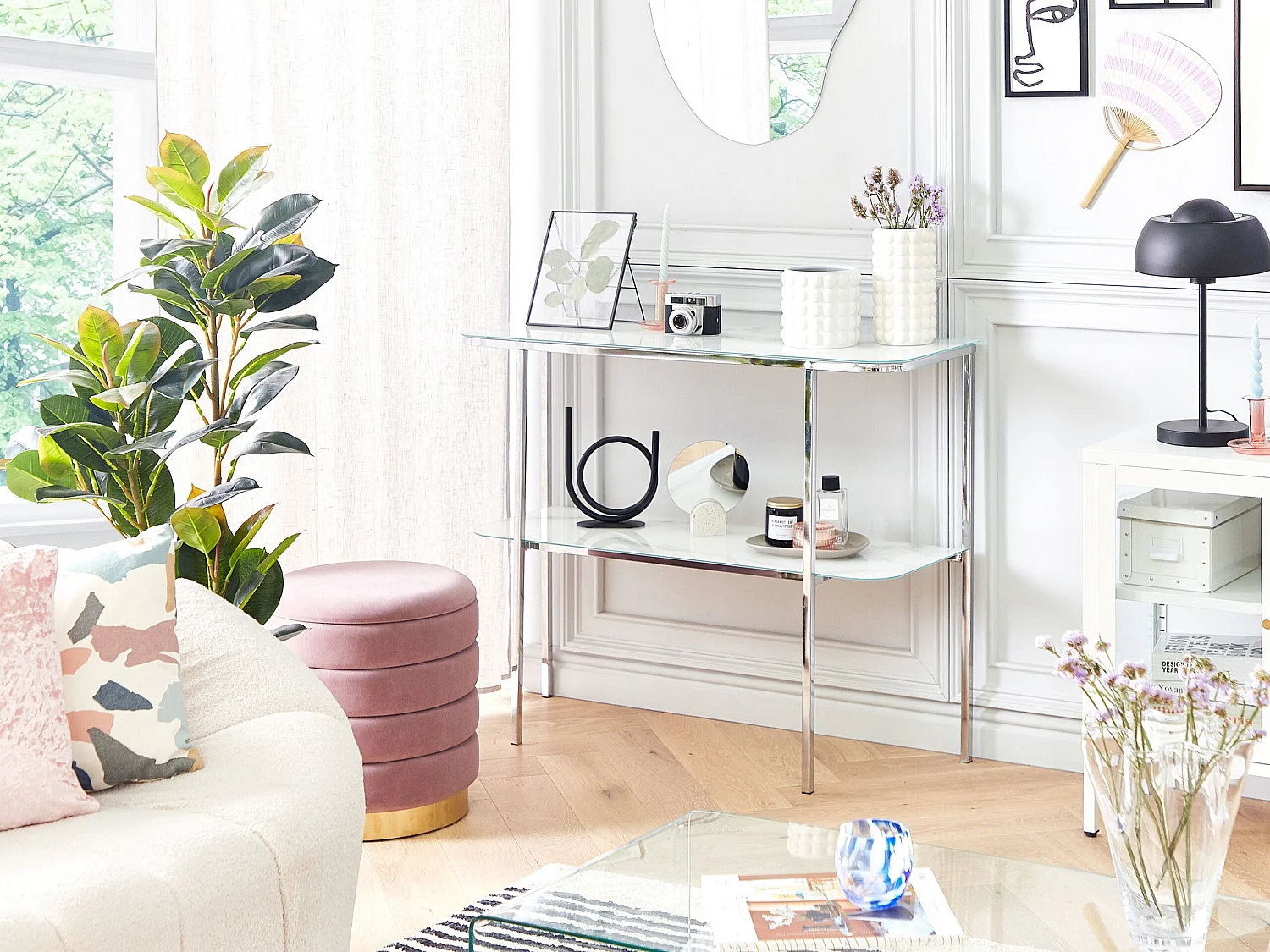 Konsola CALVERT Szkło hartowane Srebrny