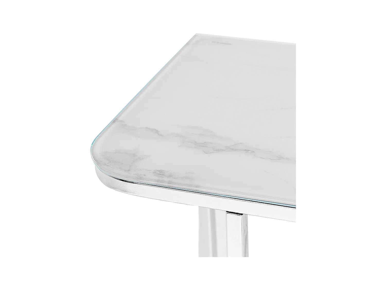 Konsolentisch Marmor Optik weiß Glas mit silbernen Metallbeinen elegant Calvert