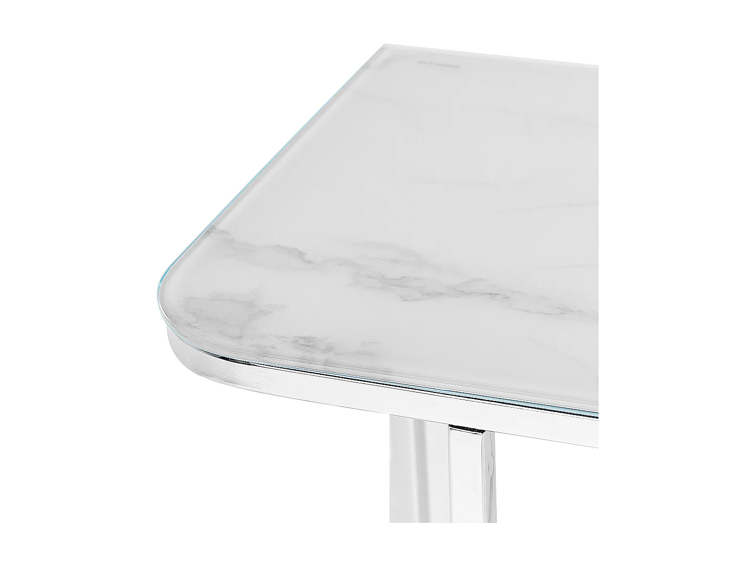 Konsolentisch Marmor Optik weiß Glas mit silbernen Metallbeinen elegant Calvert