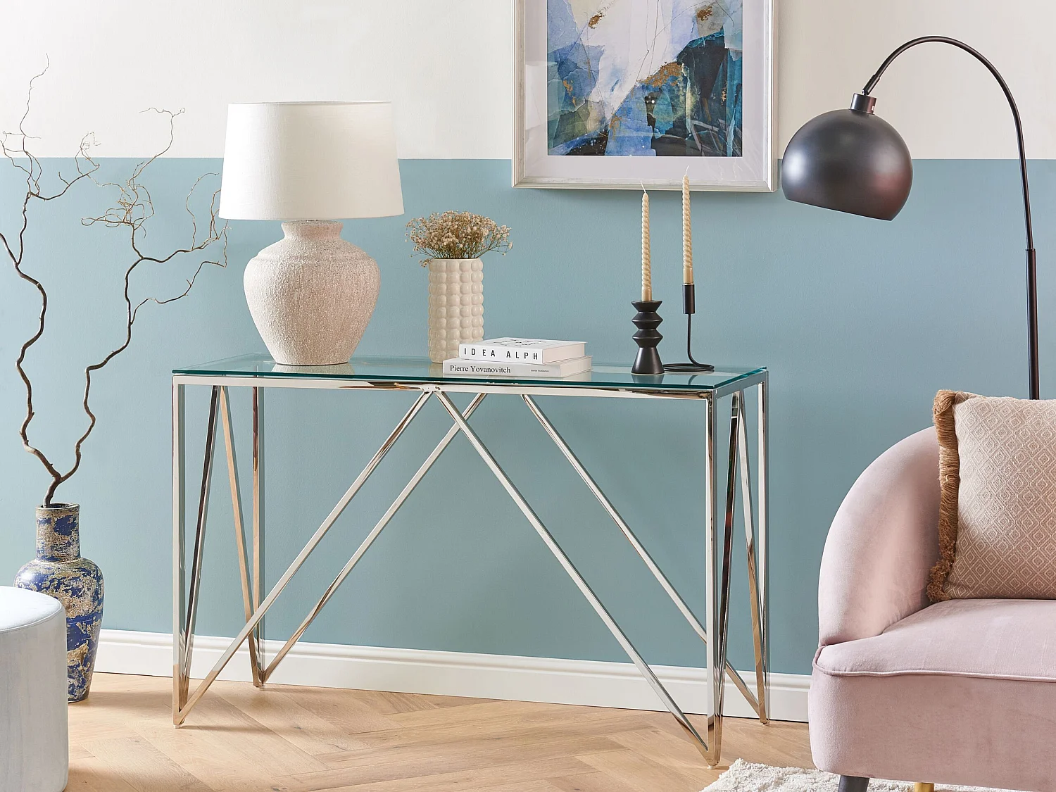 Consoletafel WESO Veiligheidsglas Zilver