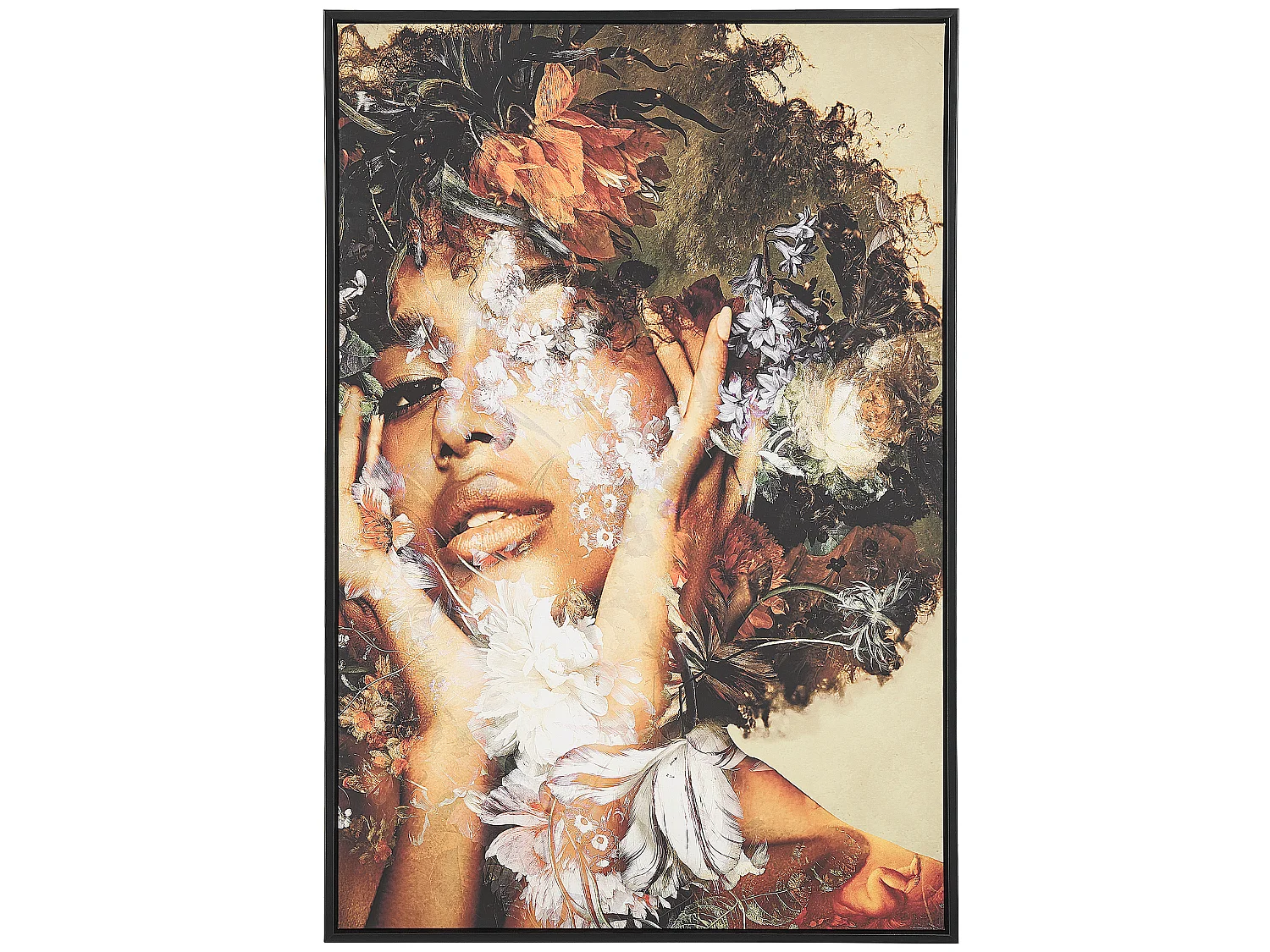 Tableau encadré motif femme avec fleurs 63 x 93 cm multicolore CIVAGO