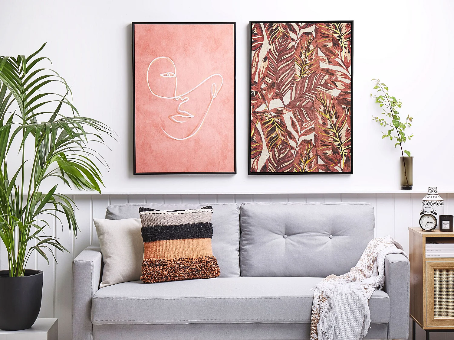 Imprimé sur toile FLORESTA Motif floral 63 x 99 cm Rouge Bordeaux