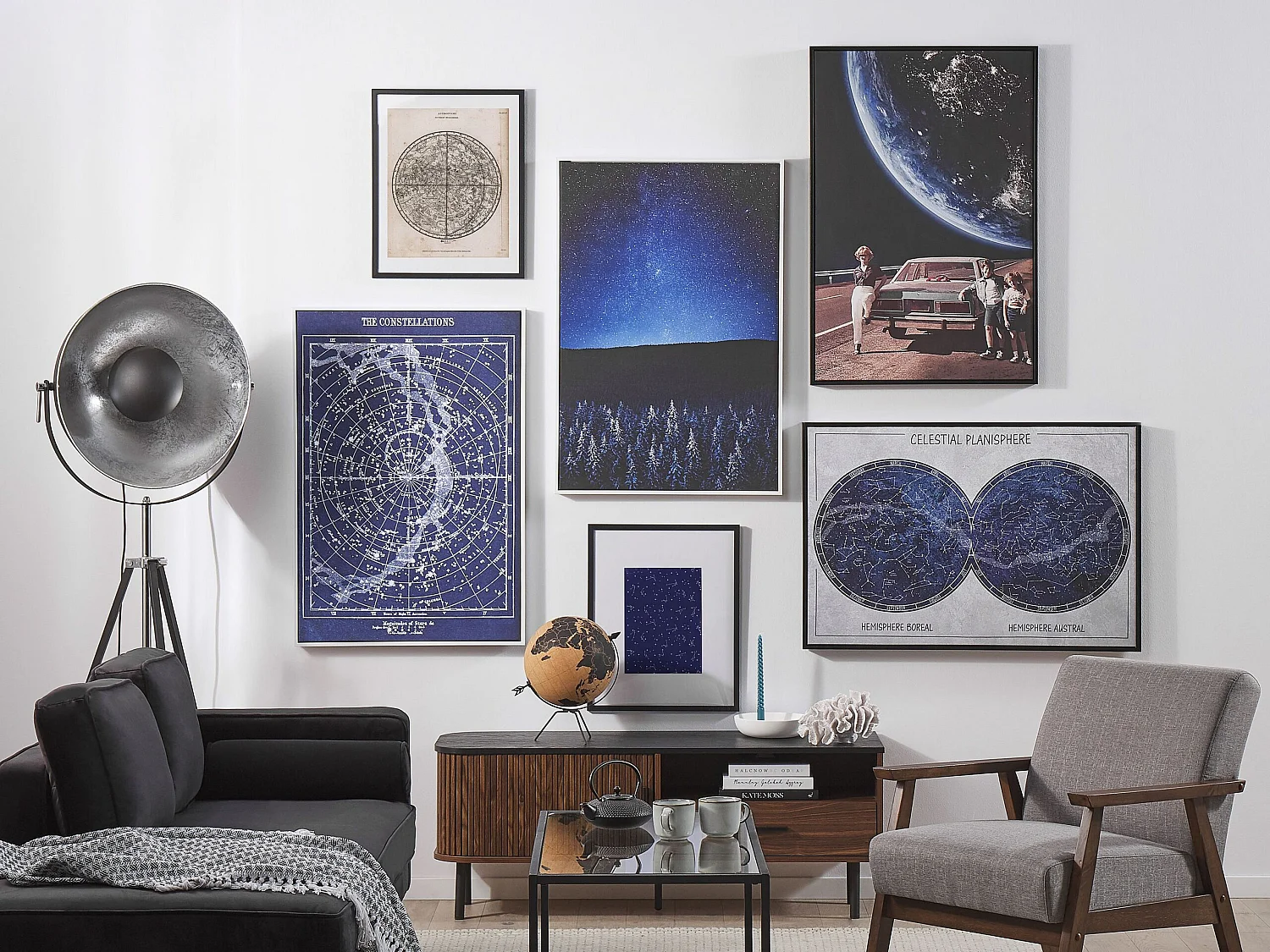 Imprimé sur toile MONTESE Motif spatial 63 x 99 cm Multicolore