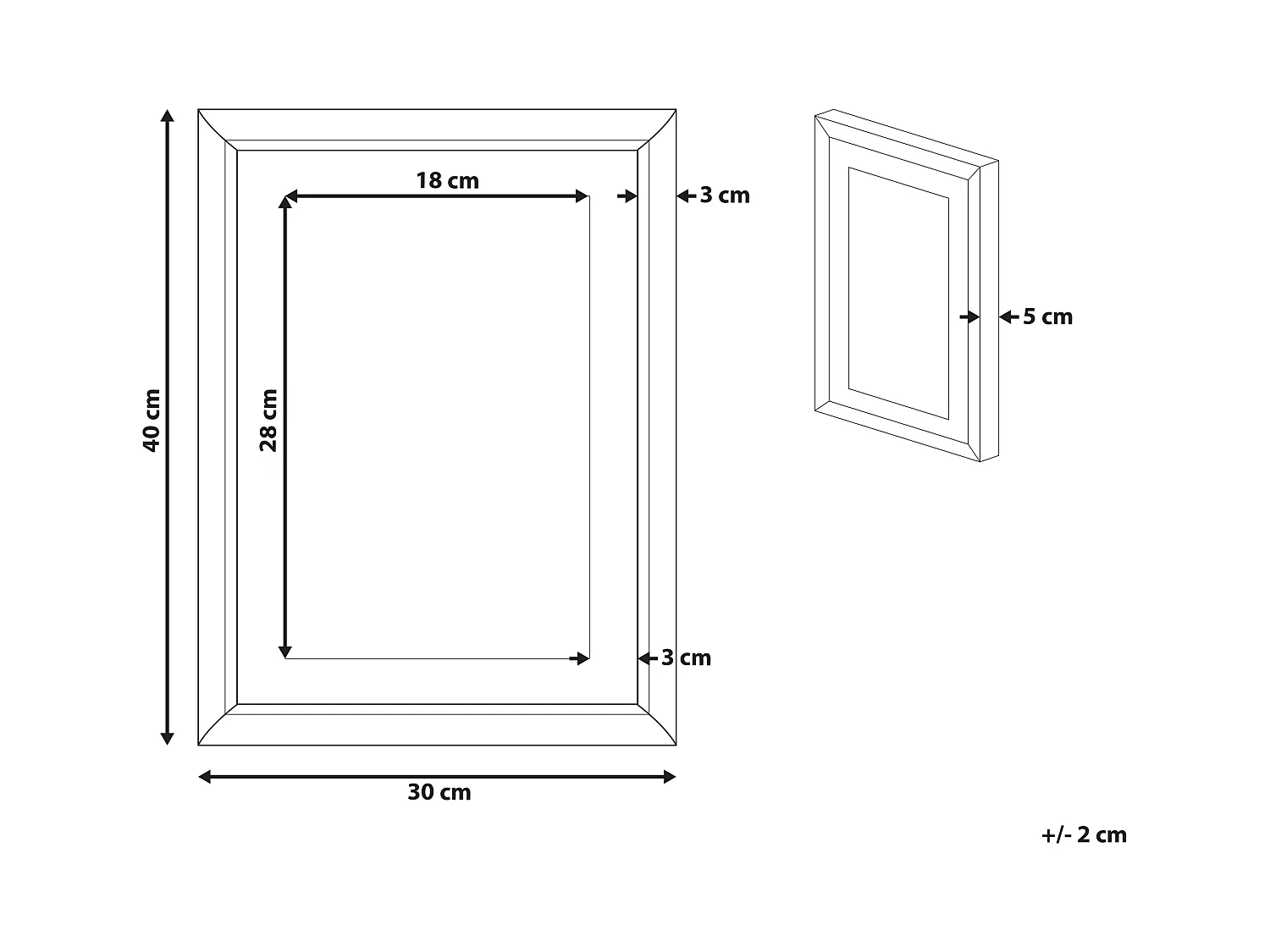 Moderne, rechteckige Wanddekoration grau Passepartout 30 x 40 cm Hidmo