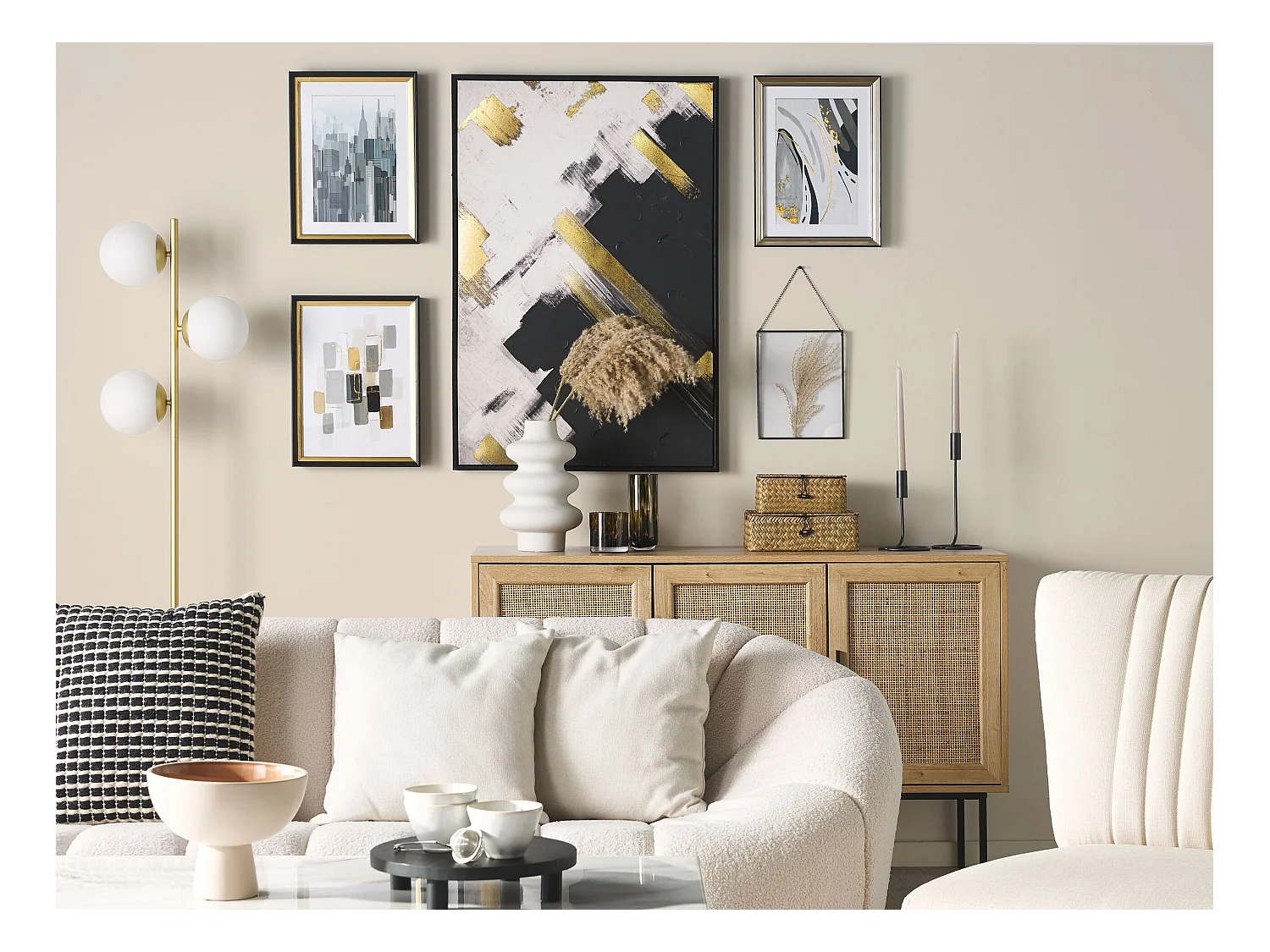 Impresión de pared enmarcada HIDMO Motivo abstracto 30 x 40 cm Gris