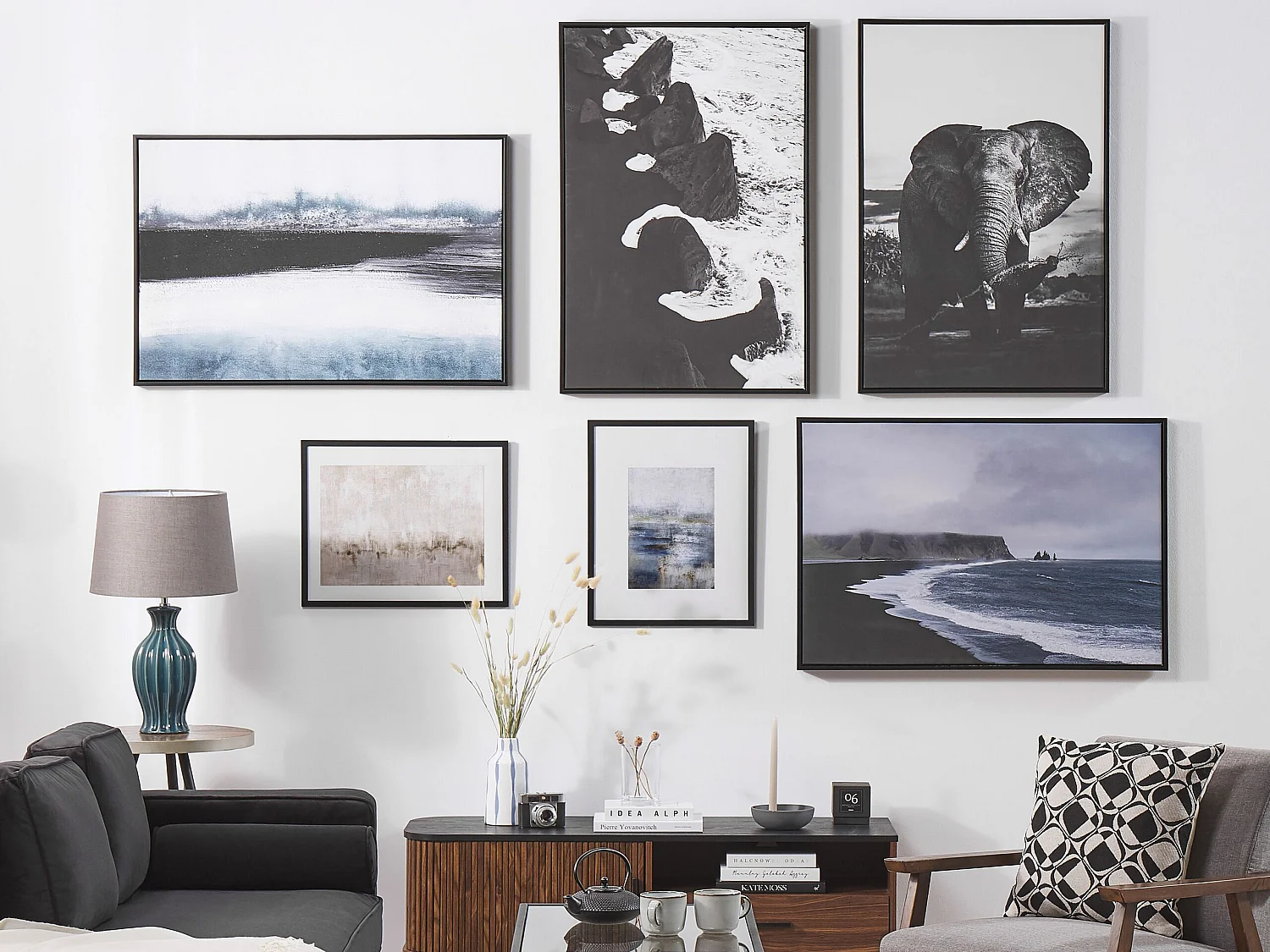 Imprimé sur toile NIBBIA Motif animal 63 x 99 cm Gris