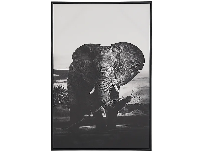 Imprimé sur toile NIBBIA Motif animal 63 x 99 cm Gris