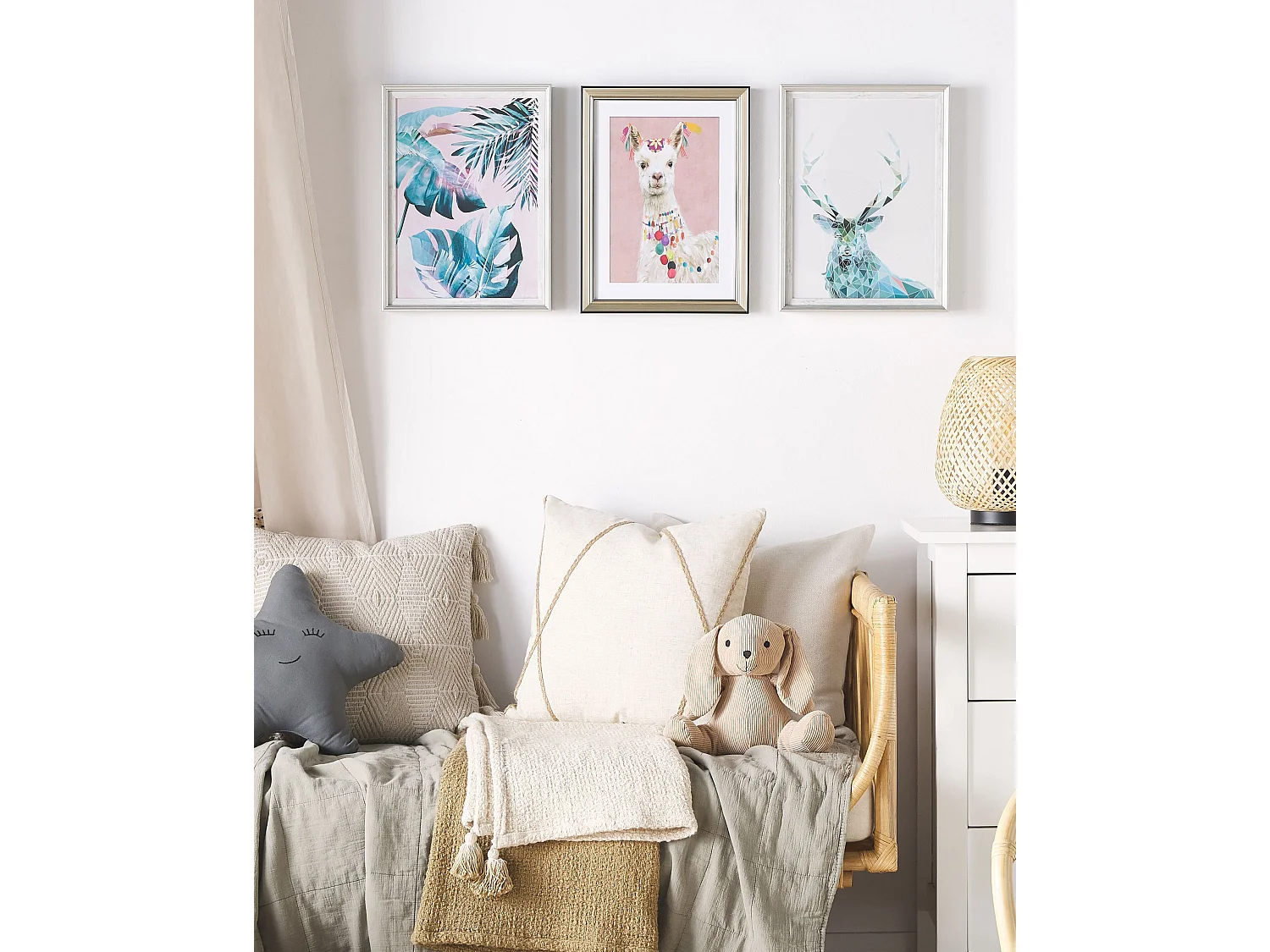 Imprimé mural encadré BALALA Motif animal 30 x 40 cm Rose