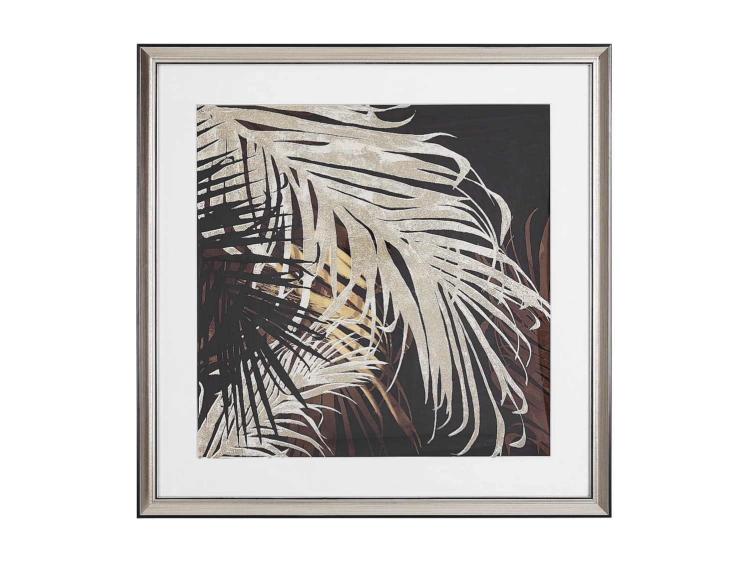 Impressão para parede com moldura TOGBO Motivo floral 60 x 60 cm Castanho escuro