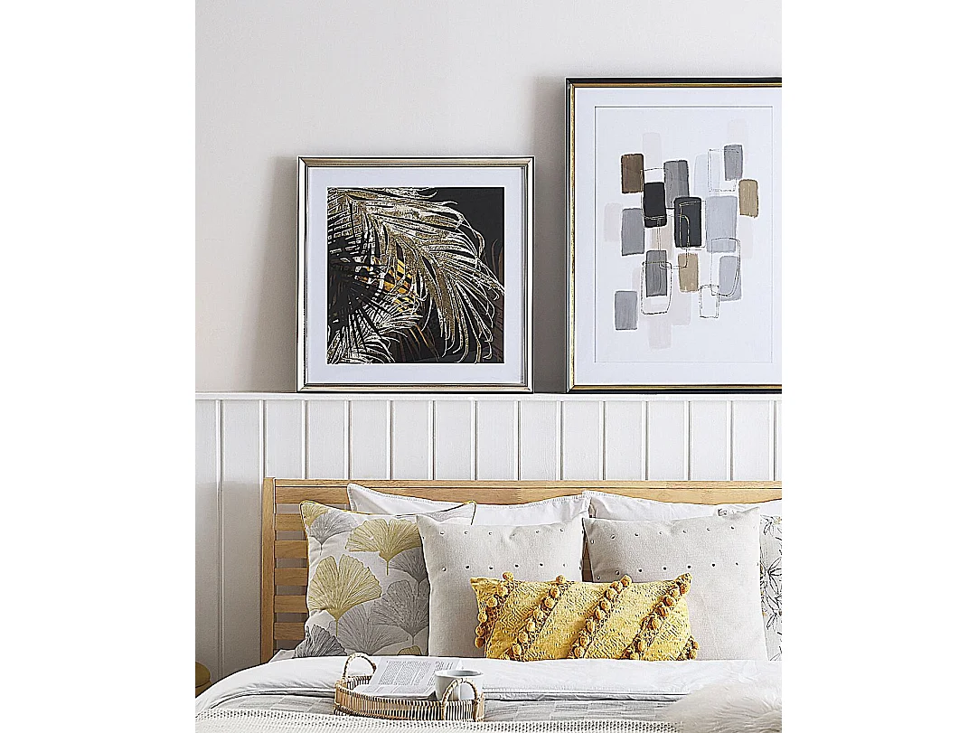 Impressão para parede com moldura TOGBO Motivo floral 60 x 60 cm Castanho escuro