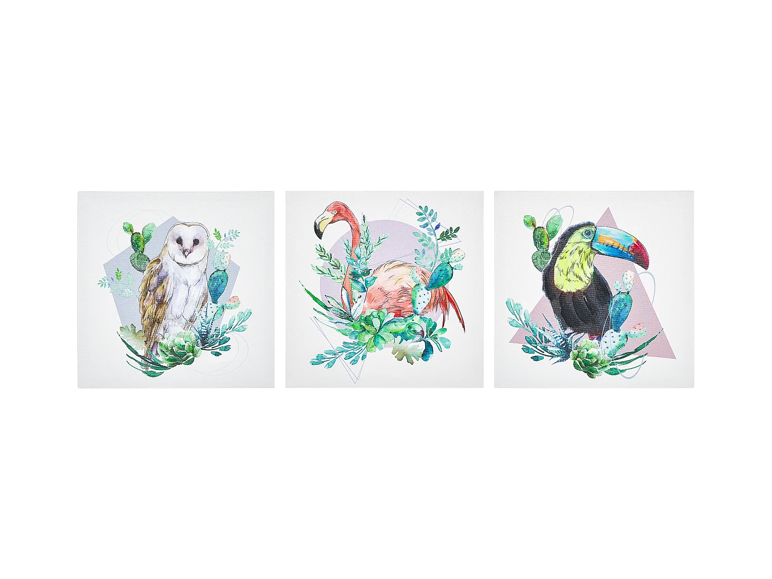 Lot de 3 toiles MENAKA Motif animal 30 x 30 cm Multicolore