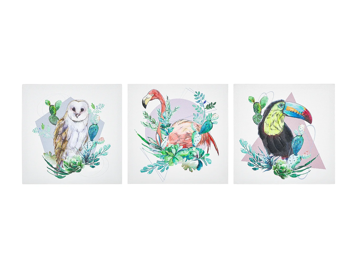 Lot de 3 toiles MENAKA Motif animal 30 x 30 cm Multicolore