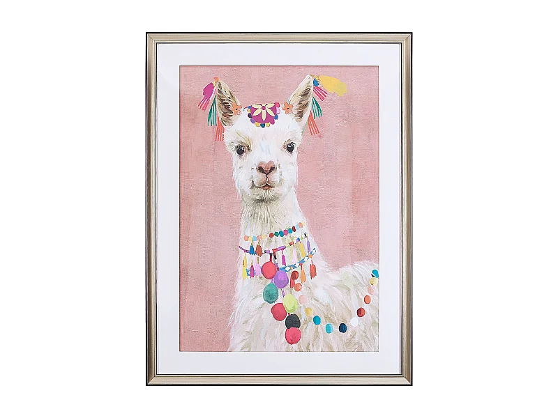 Wandbild mit Rahmen BALALA Tiermotiv 60 x 80 cm Rosa