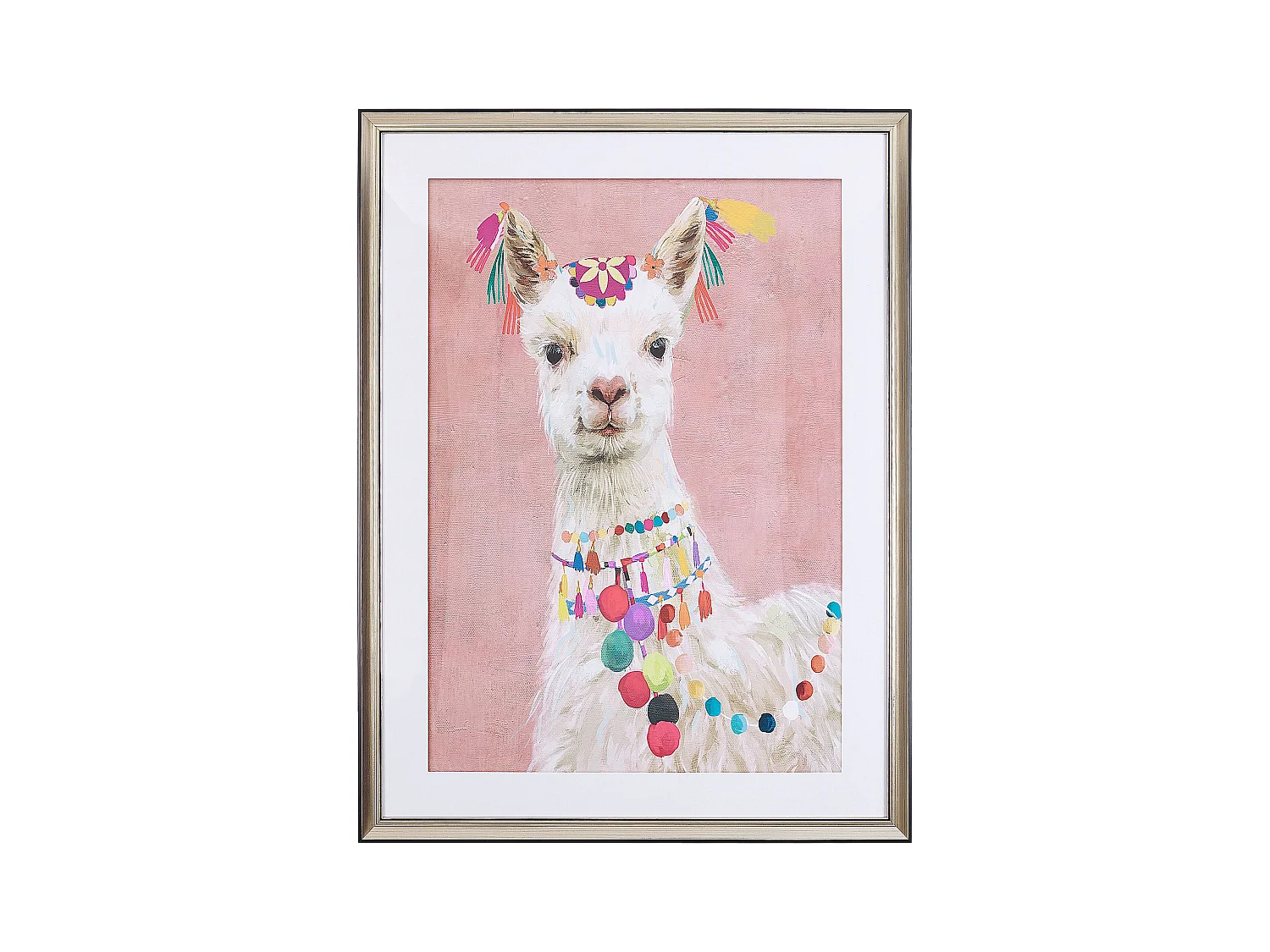 Imprimé mural encadré BALALA Motif animal 60 x 80 cm Rose
