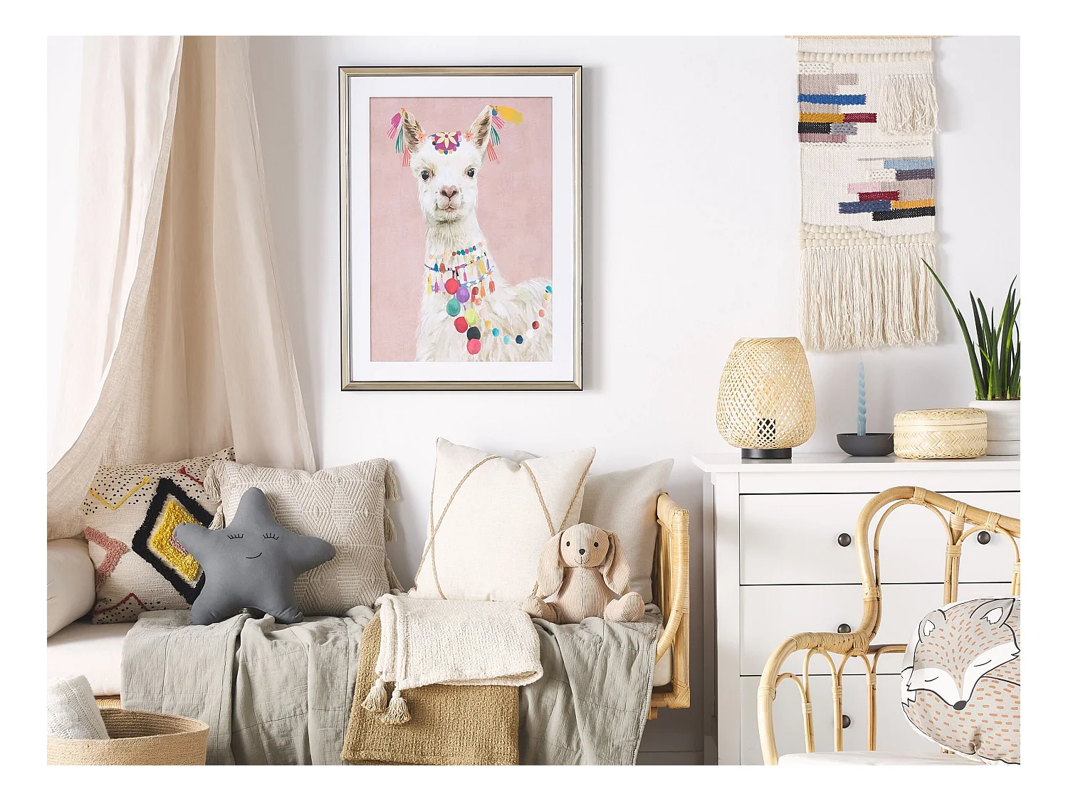 Ingelijste muurafdruk BALALA Dieren motief 60 x 80 cm Roze