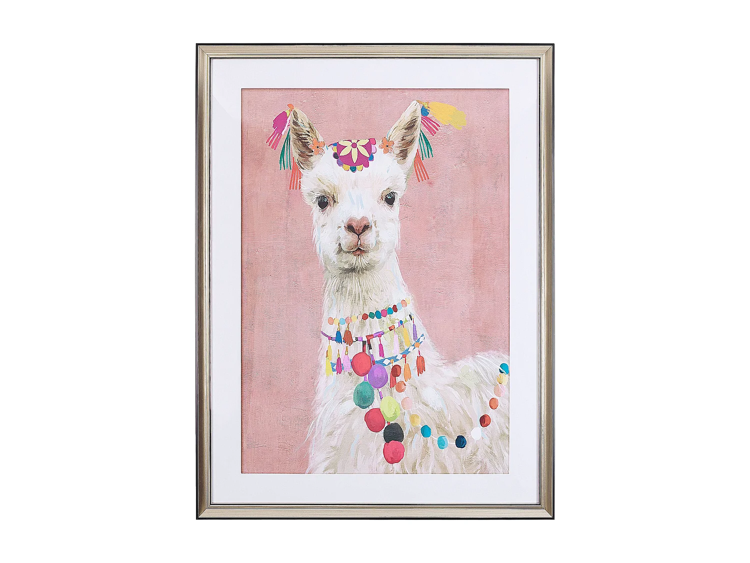 Imprimé mural encadré BALALA Motif animal 60 x 80 cm Rose