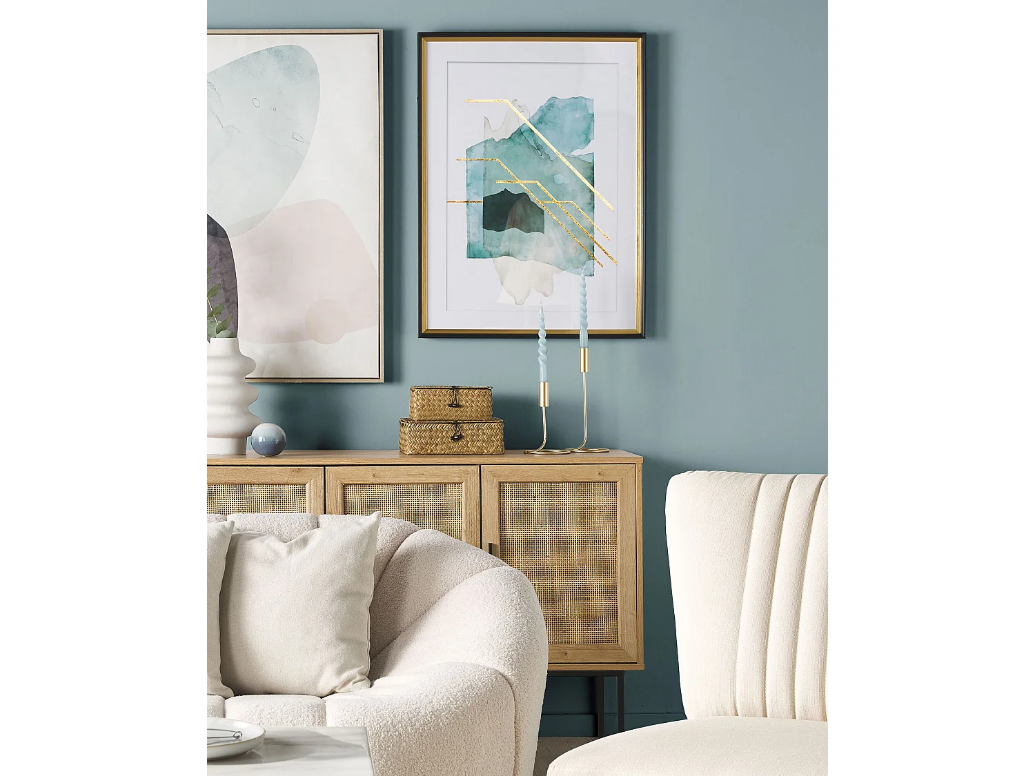 Wandbild mit Rahmen TOUBA Abstraktes Muster 30 x 40 cm Blau