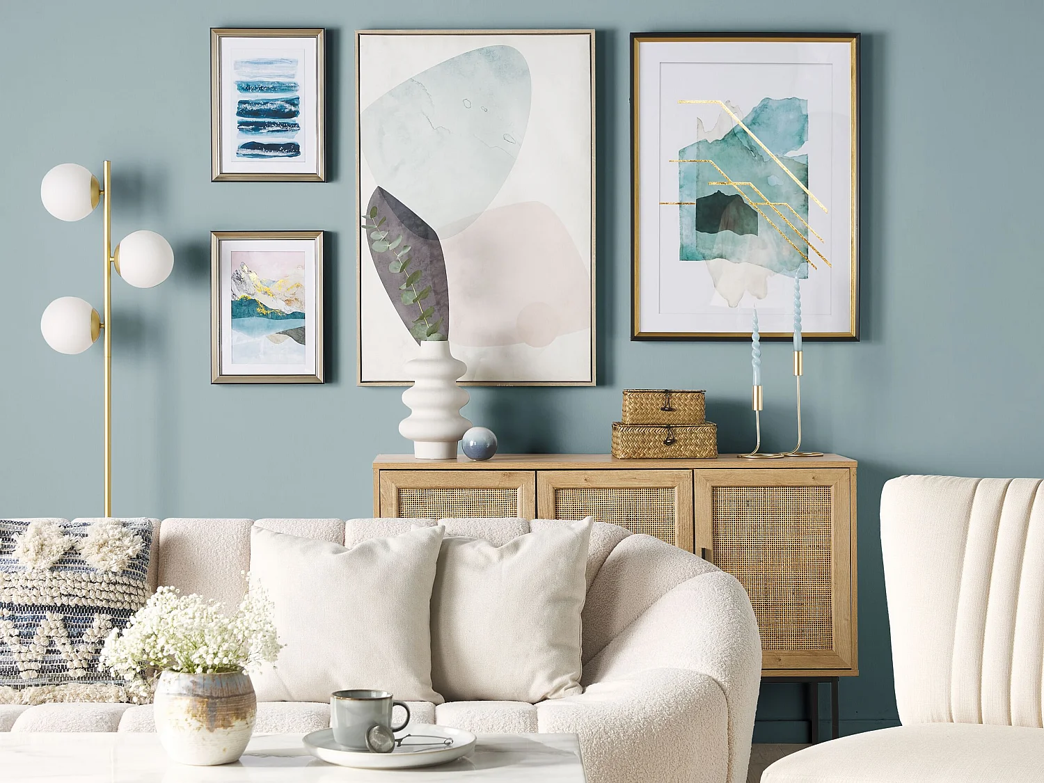 Imprimé mural encadré TOUBA Rectangulaire 60 x 80 cm Abstrait Bleu