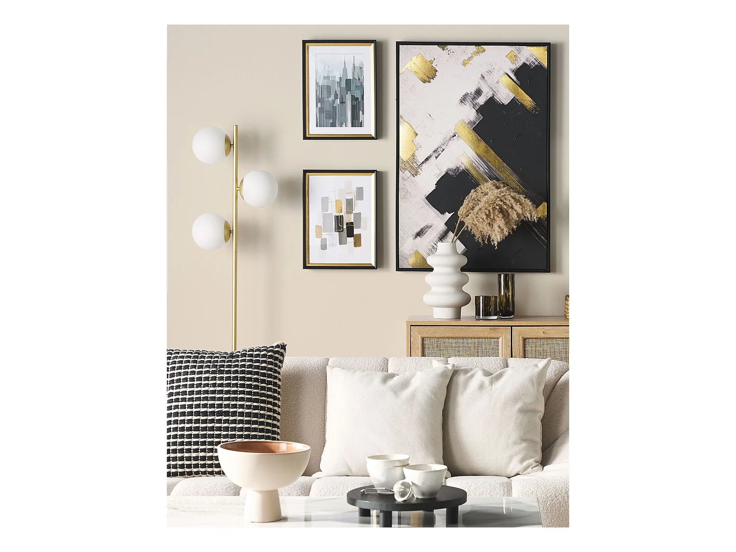 Imprimé mural encadré BAMAKO Motif urbain 30 x 40 cm Gris