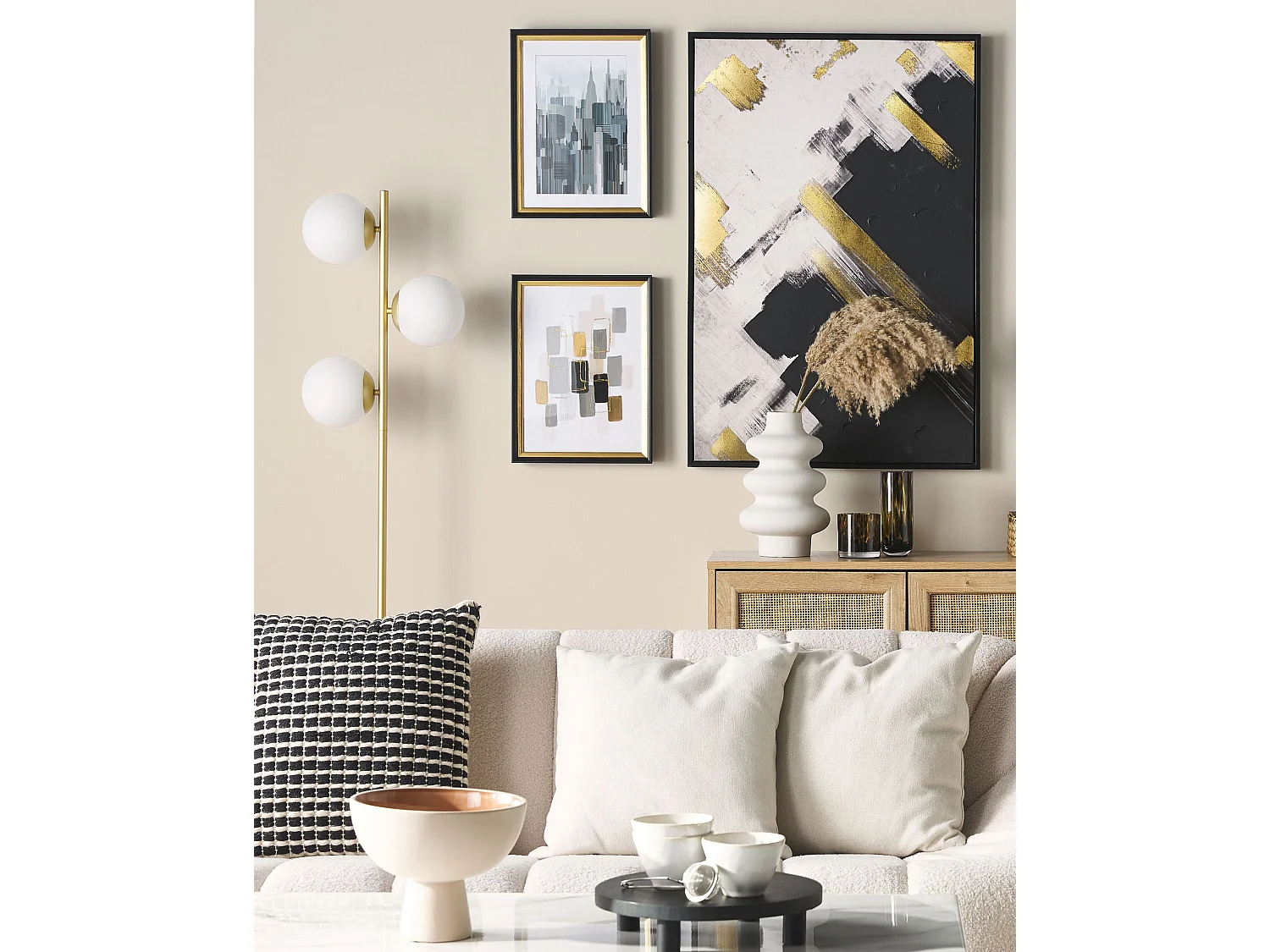 Imprimé mural encadré BAMAKO Motif urbain 30 x 40 cm Gris