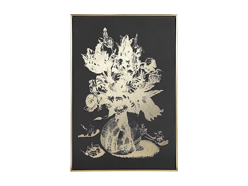 Imprimé sur toile ORIANO Rectangulaire 63 x 99 cm Floral Doré