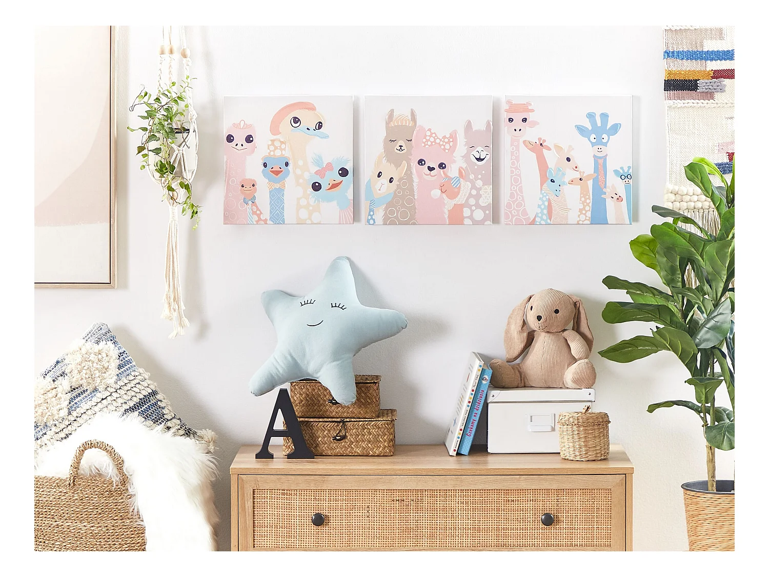 Conjunto de 3 lienzos TILLIA Motivo animal 30 x 30 cm Multicolor