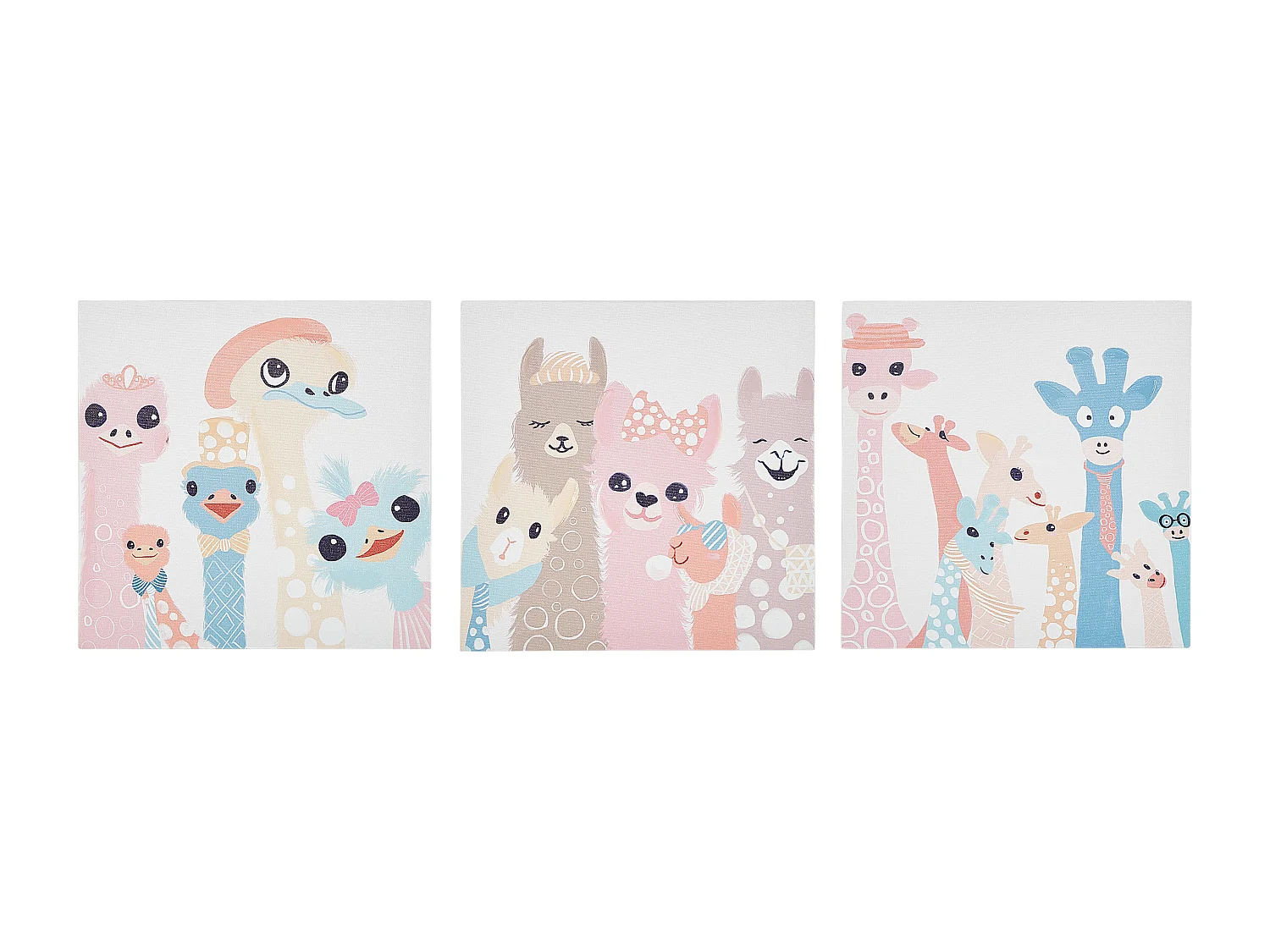 Lot de 3 toiles TILLIA Motif animal 30 x 30 cm Multicolore