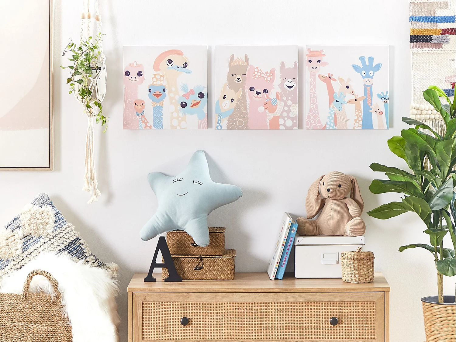 Lot de 3 toiles TILLIA Motif animal 30 x 30 cm Multicolore