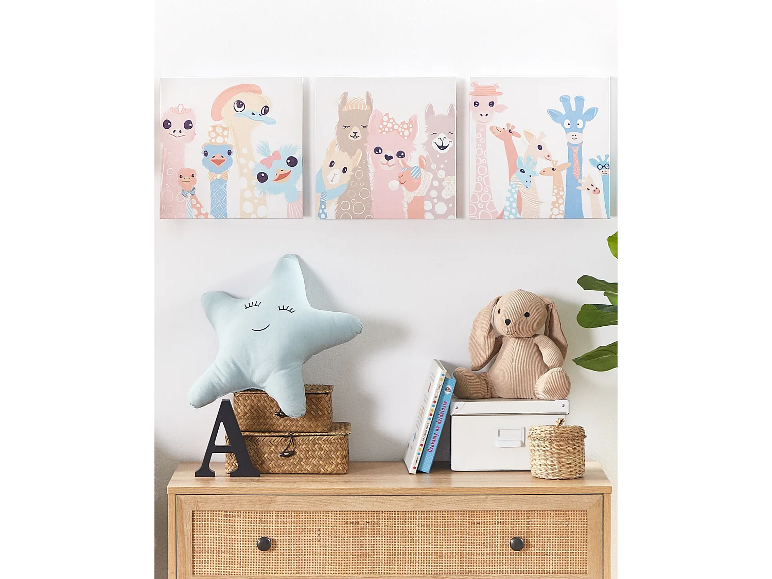 Lot de 3 toiles TILLIA Motif animal 30 x 30 cm Multicolore
