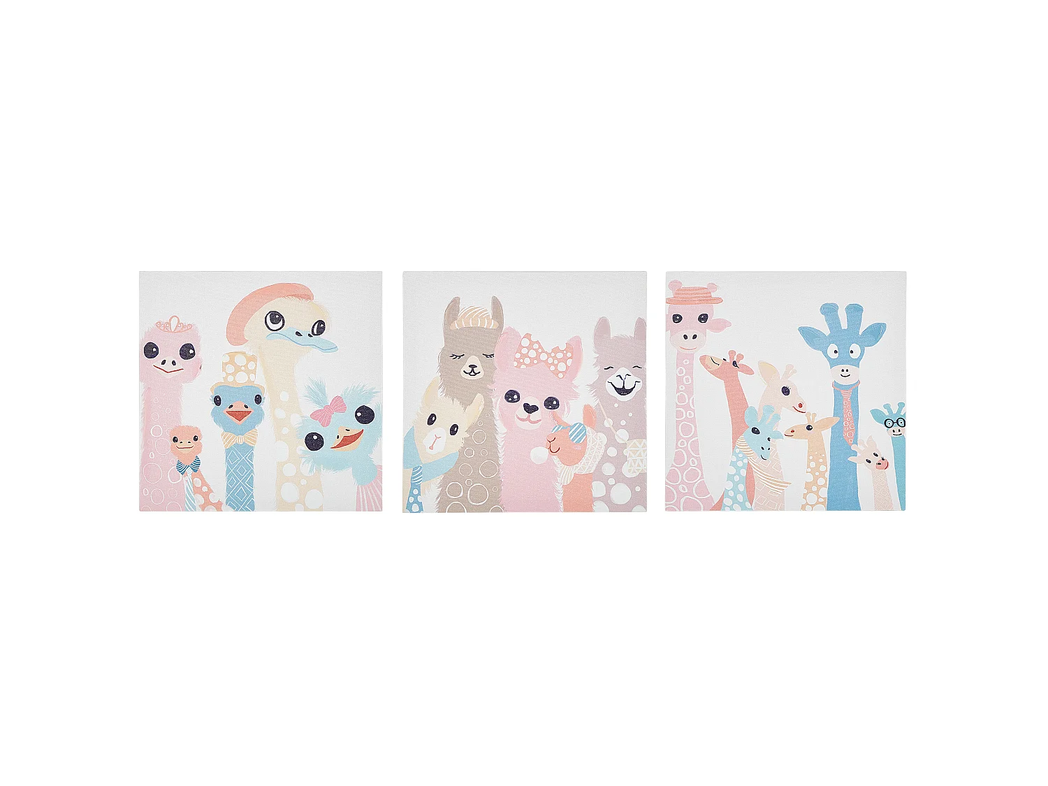 Lot de 3 toiles TILLIA Motif animal 30 x 30 cm Multicolore