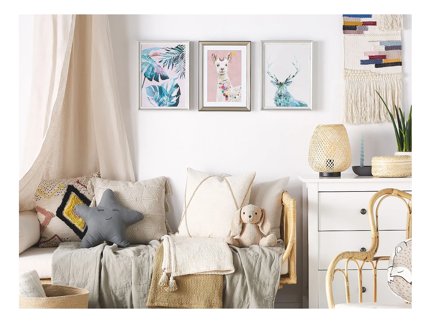 Impressão para parede com moldura KAYES Motivo animal 30 x 40 cm Azul