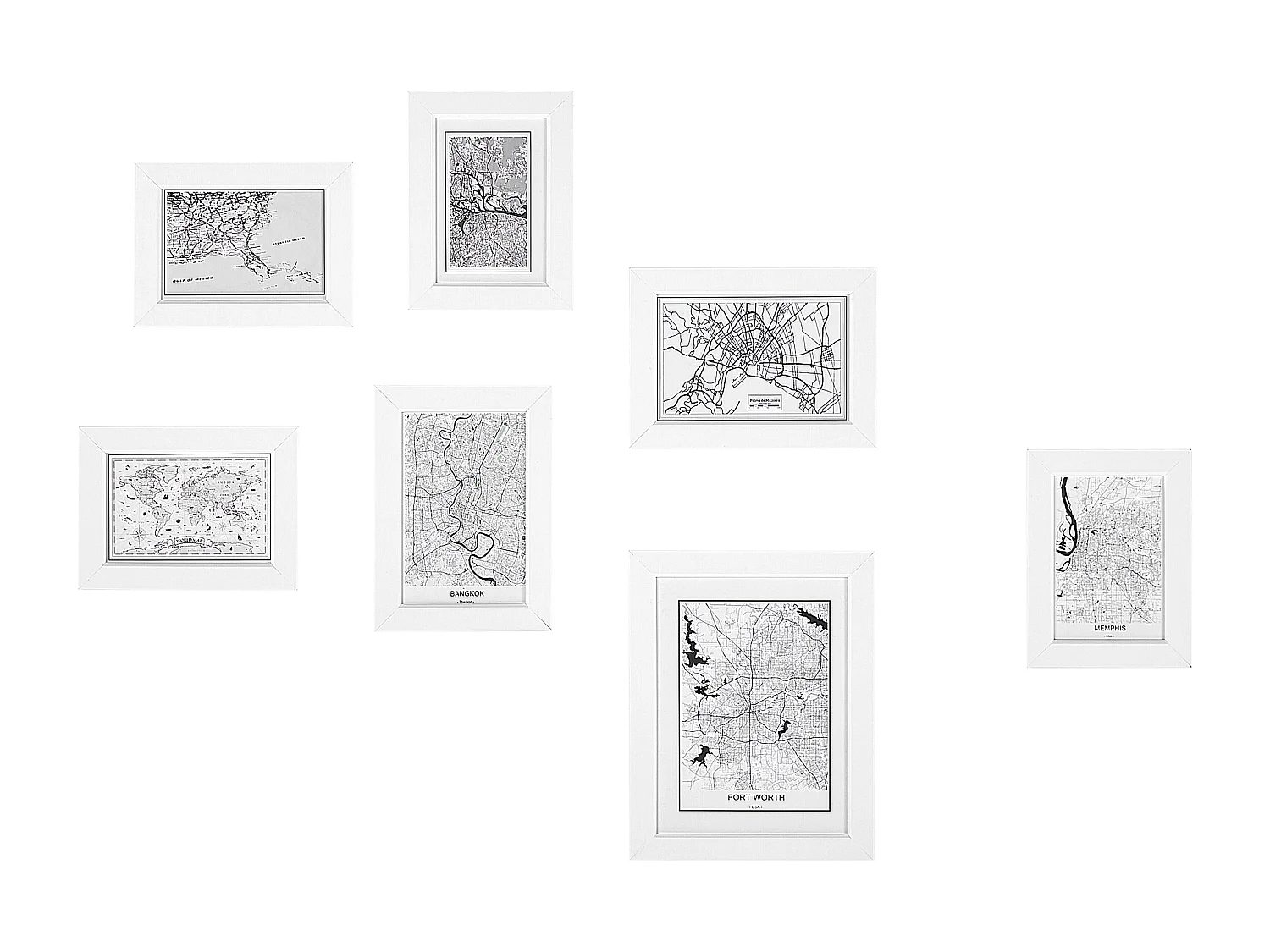 Conjunto de 7 marcos de fotos DENKORO Motivo urbano Blanco