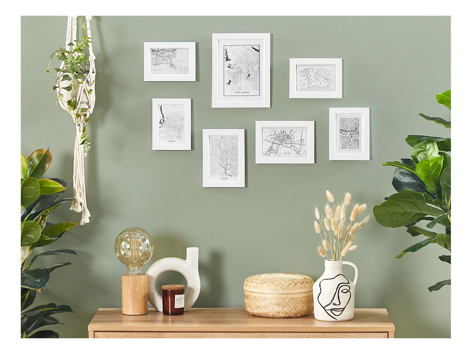 Set van 7 fotolijsten DENKORO Stedelijk motief Wit