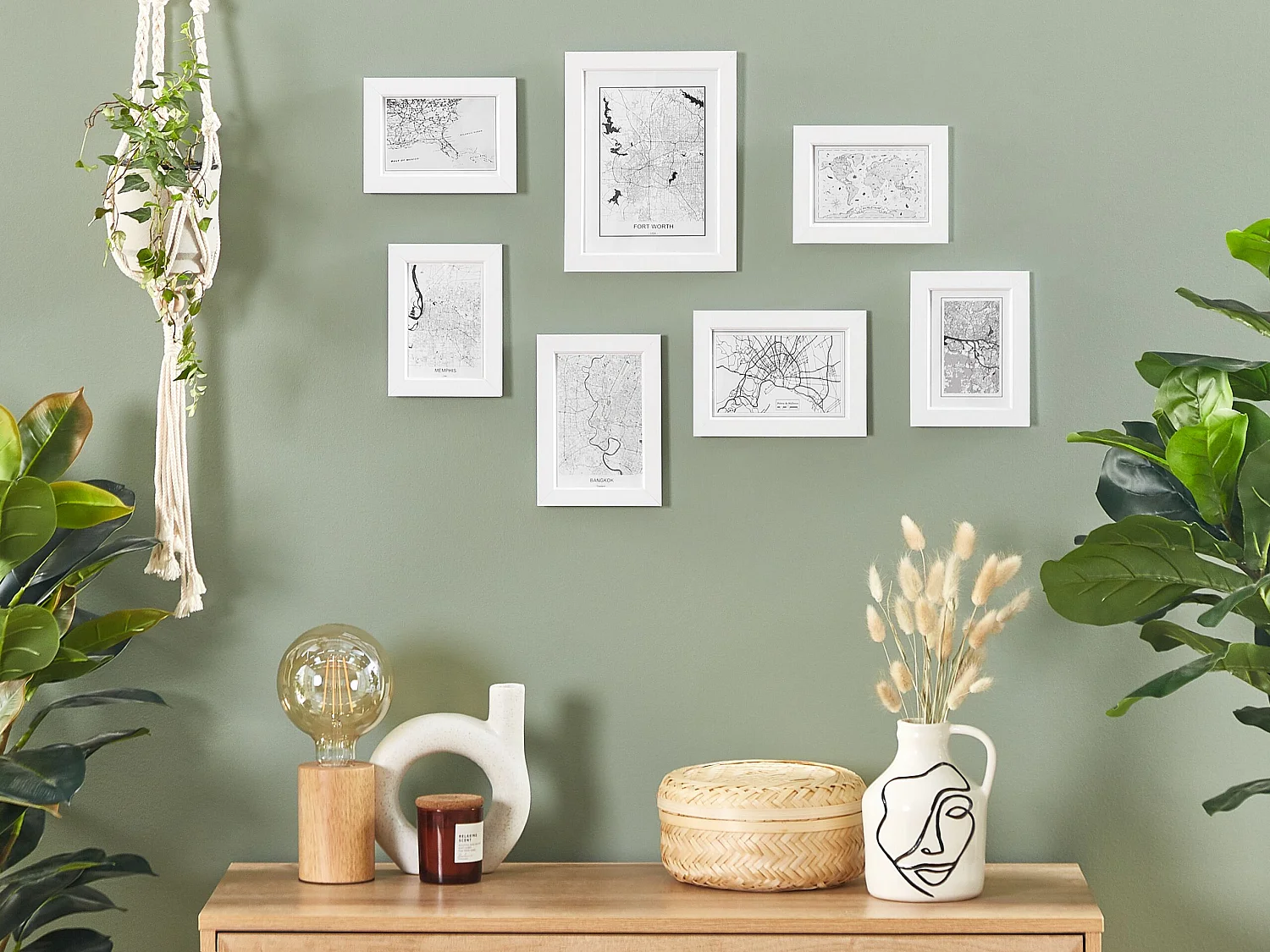 Set van 7 fotolijsten DENKORO Stedelijk motief Wit