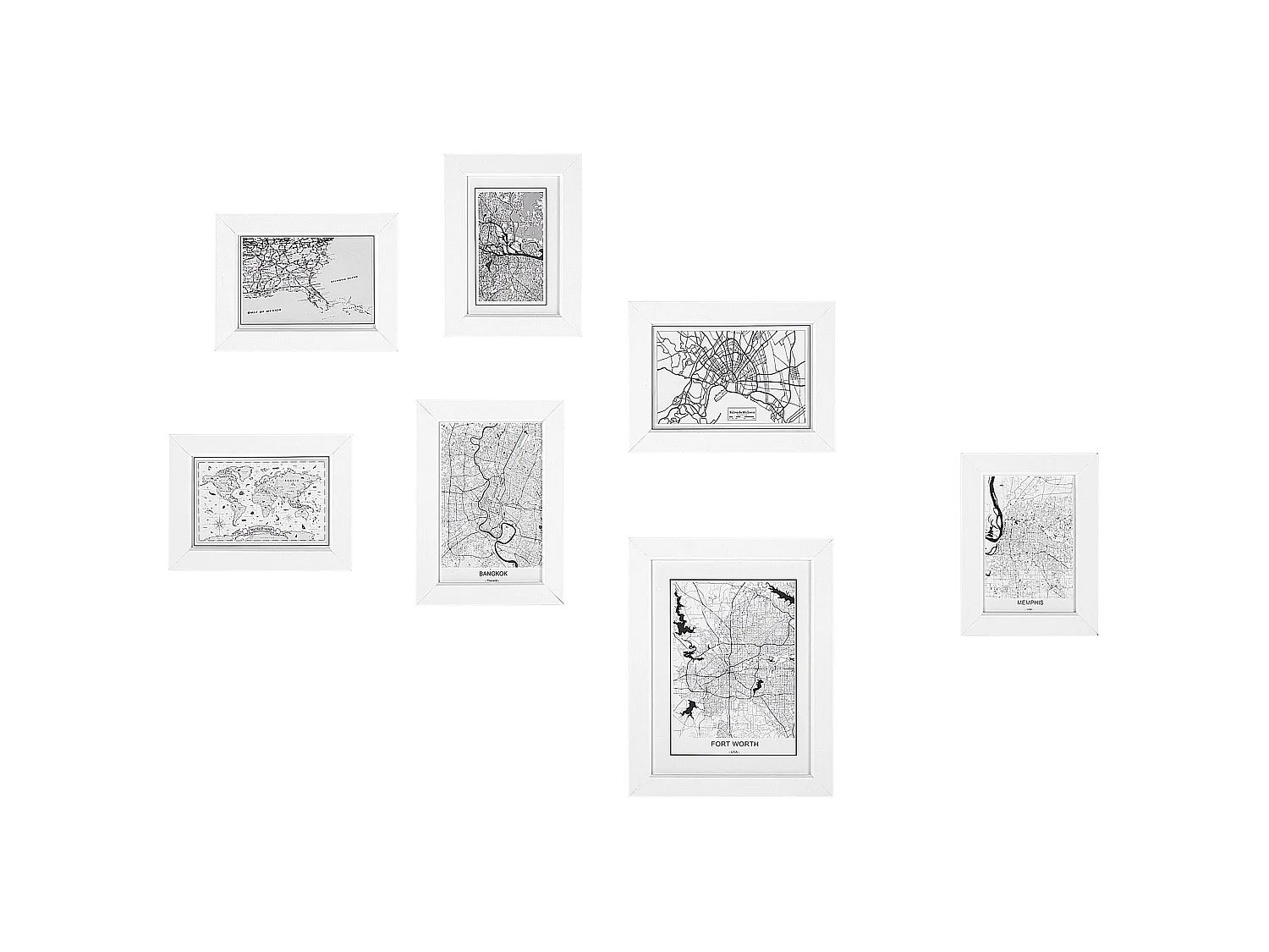 Set van 7 fotolijsten DENKORO Stedelijk motief Wit