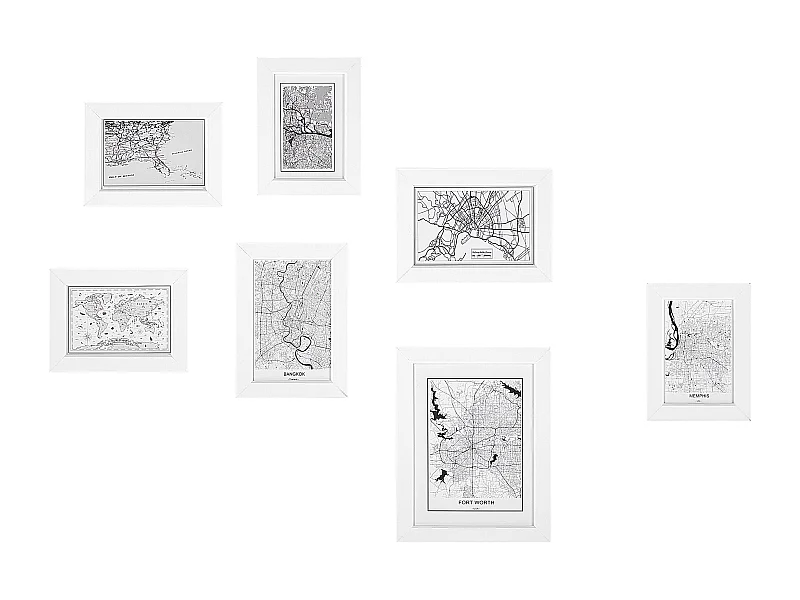 Lot de 7 cadres photo DENKORO Motif urbain Blanc
