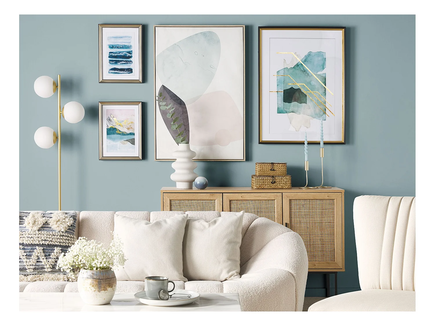 Imprimé mural encadré FERATE Motif marin 30 x 40 cm Bleu