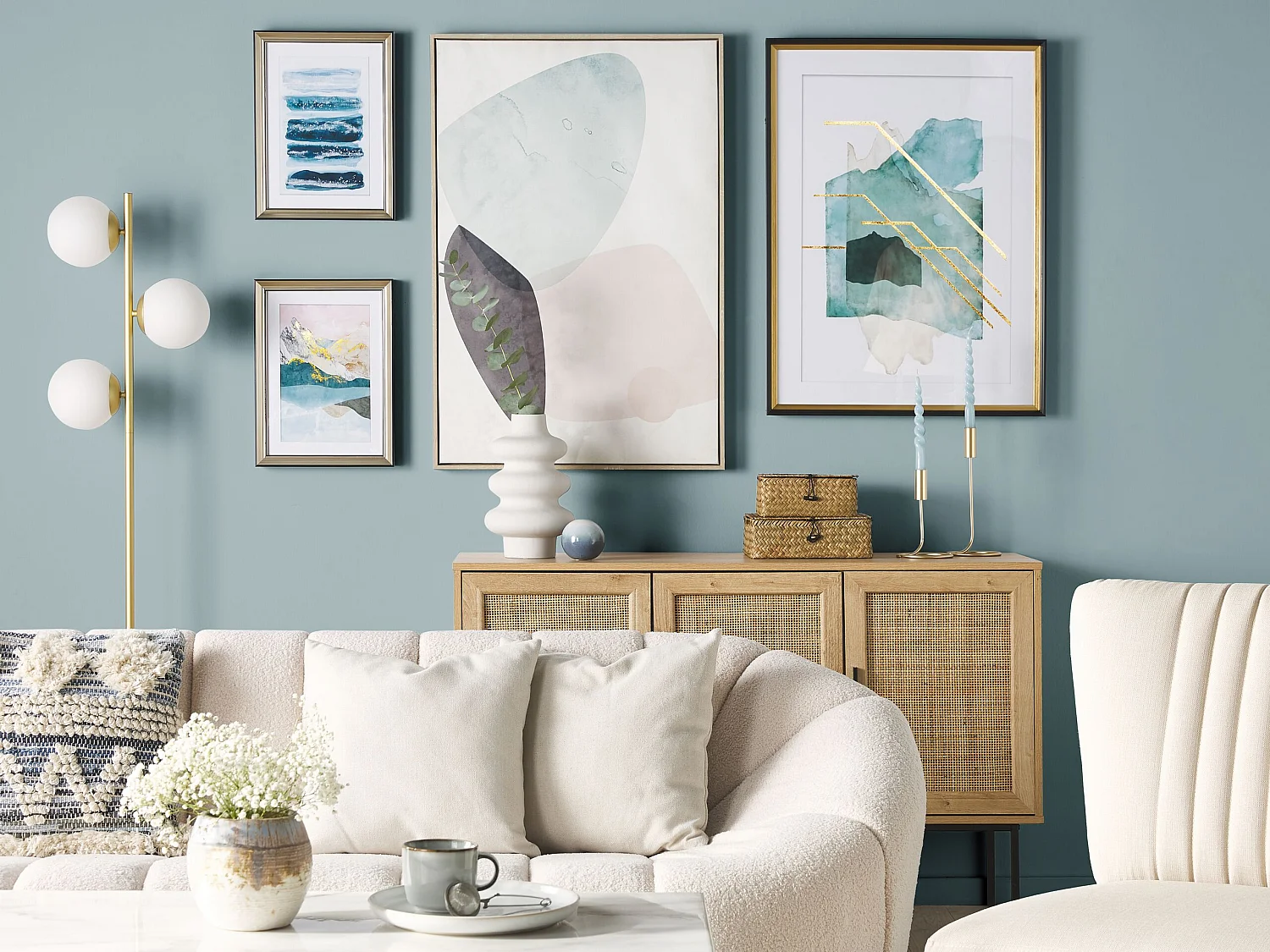 Imprimé mural encadré FERATE Motif marin 30 x 40 cm Bleu