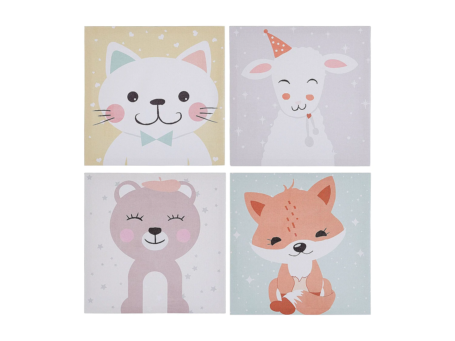 Lot de 4 toiles BOMBI Motif enfant 30 x 30 cm Multicolore