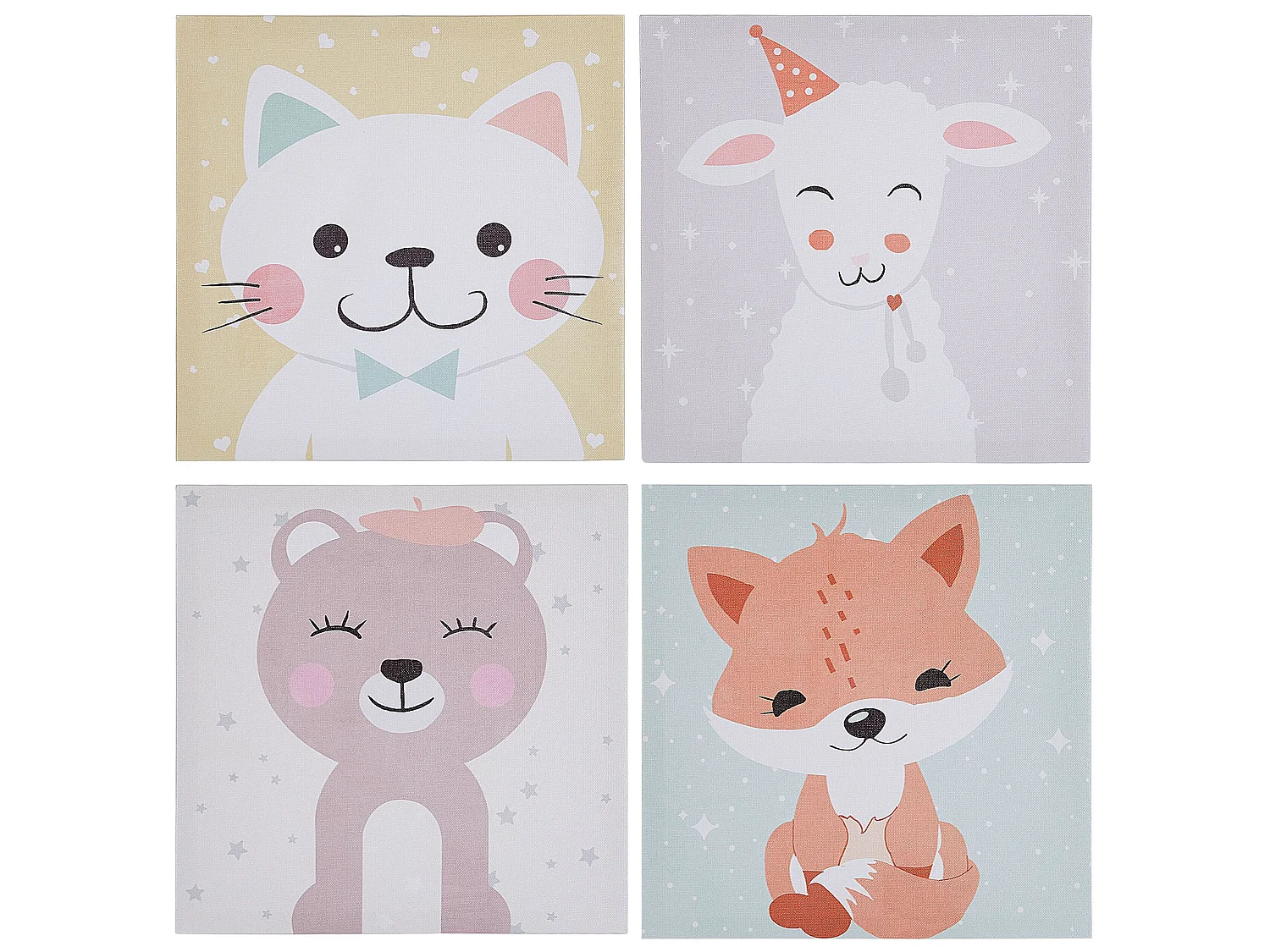 Lot de 4 toiles BOMBI Motif enfant 30 x 30 cm Multicolore