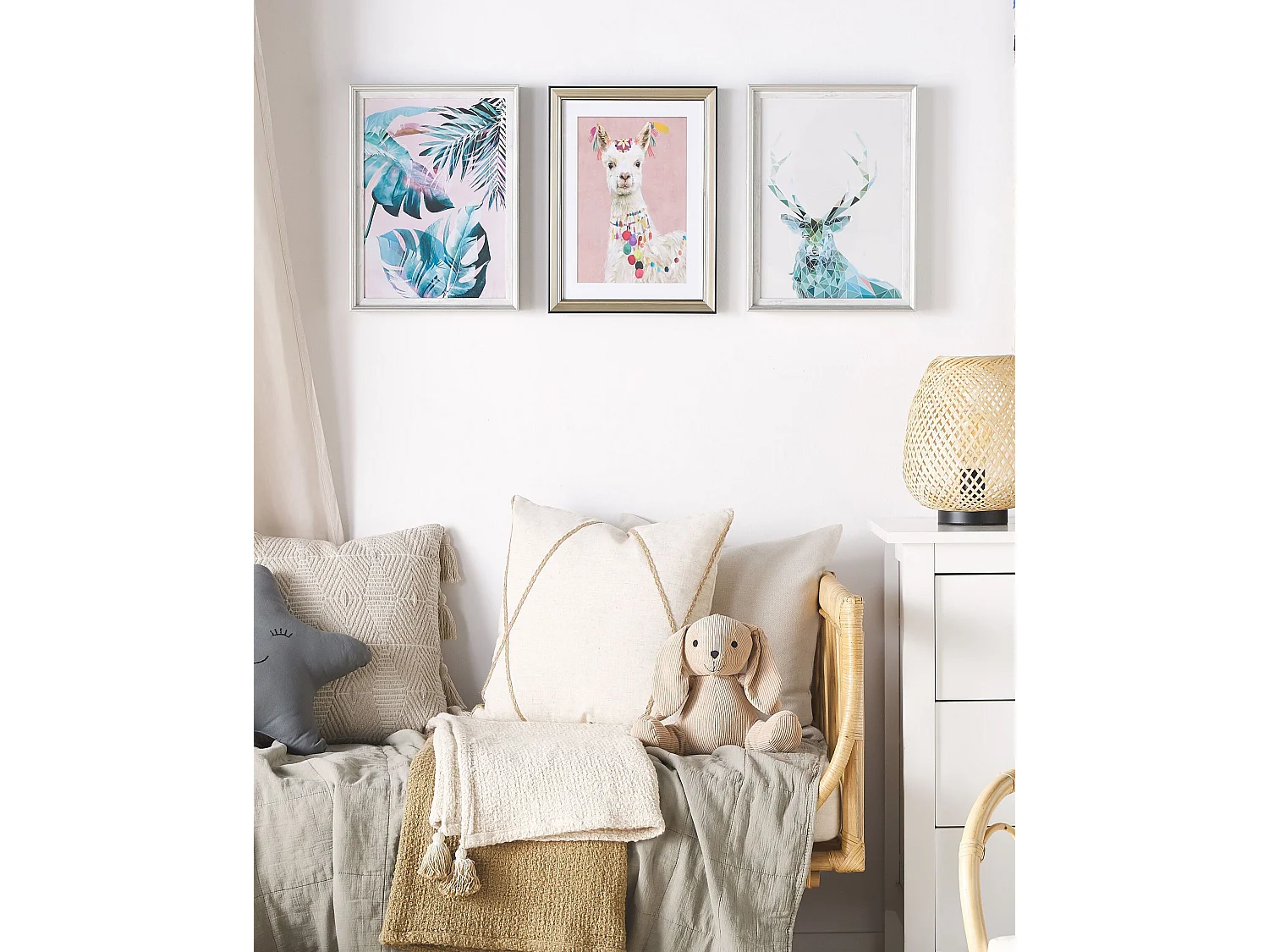 Wandbild mit Rahmen AGENA Blumenmuster 30 x 40 cm Blau