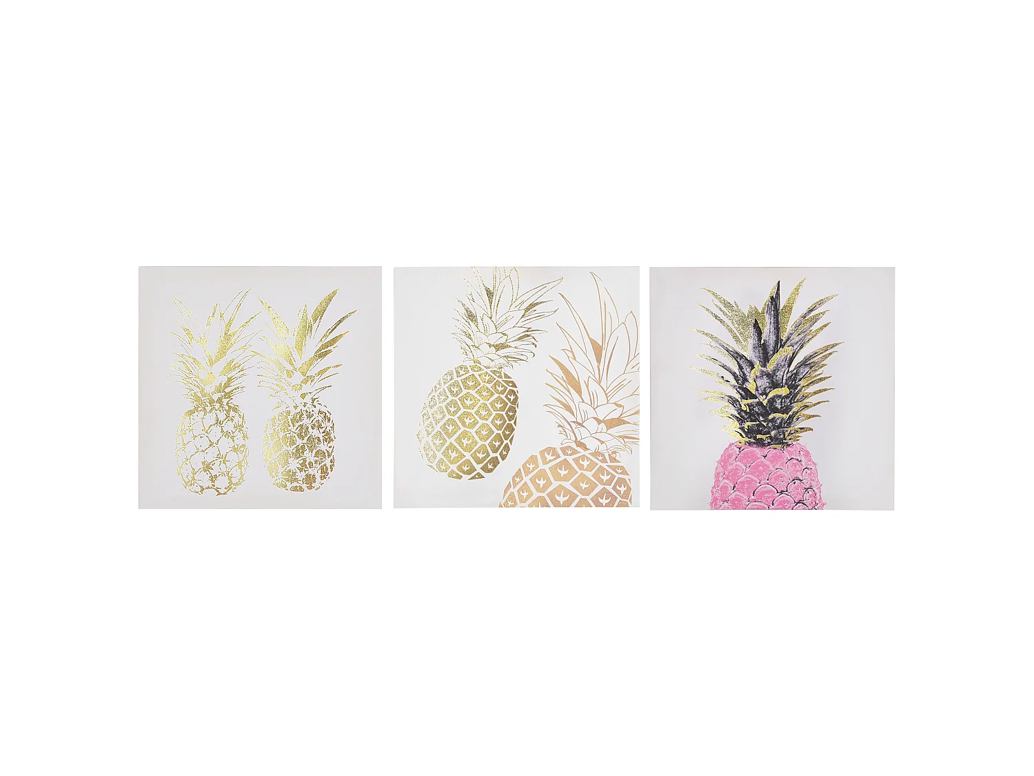 Set van 3 canvassen APESIKA Natuurlijk motief 30 x 30 cm Goud