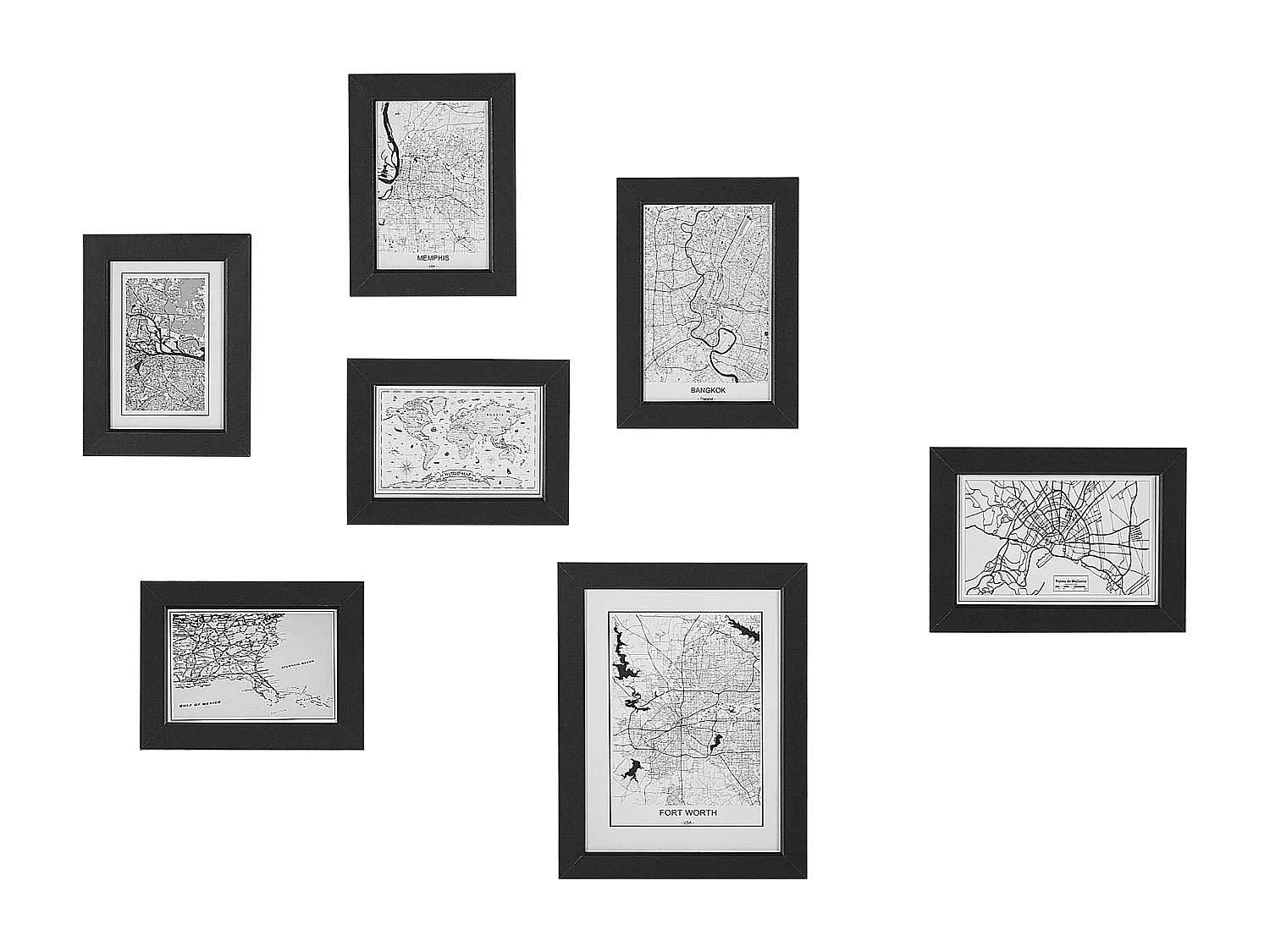 Lot de 7 cadres photo DENKORO Motif urbain Noir