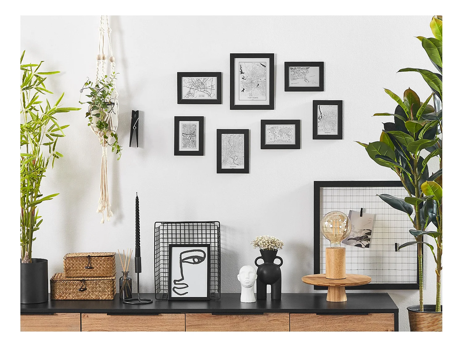 Set van 7 fotolijsten DENKORO Stedelijk motief Zwart