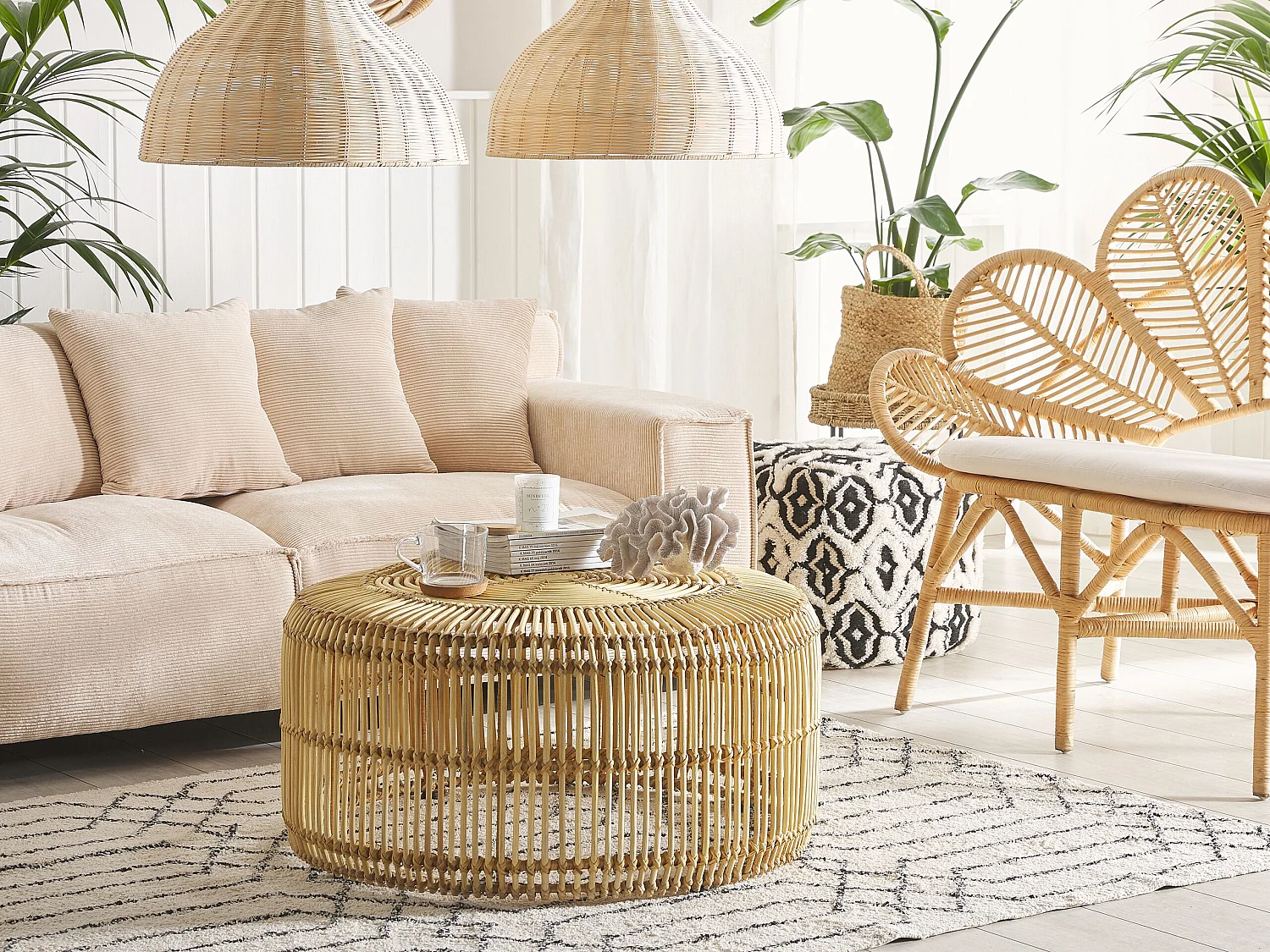 Couchtisch LIMNI Rattan Hellbraun