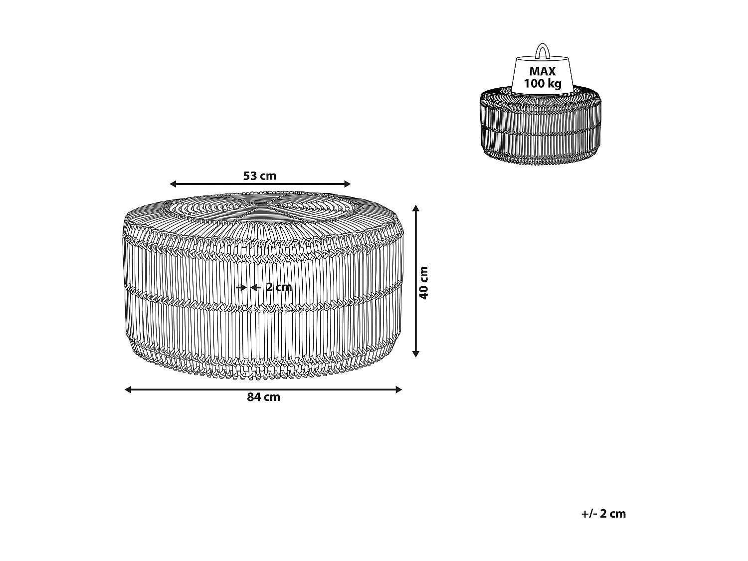Mesa de centro LIMNI Ratán Marrón claro