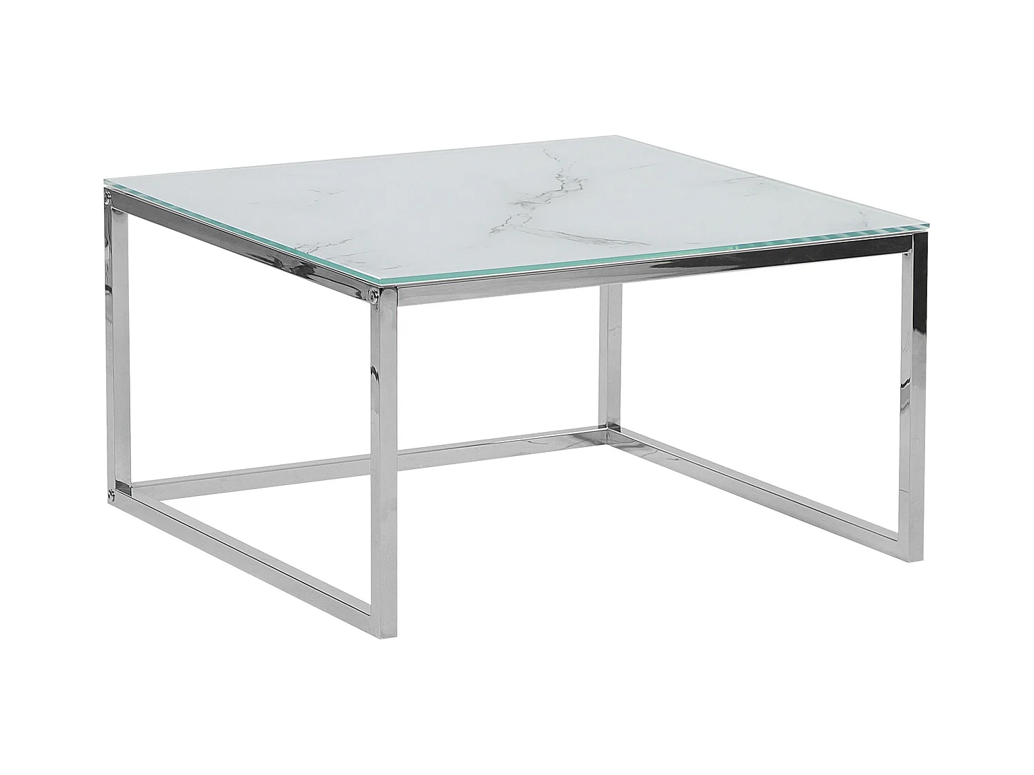 Lot de 2 tables basses BREA Verre de sécurité Marbre blanc