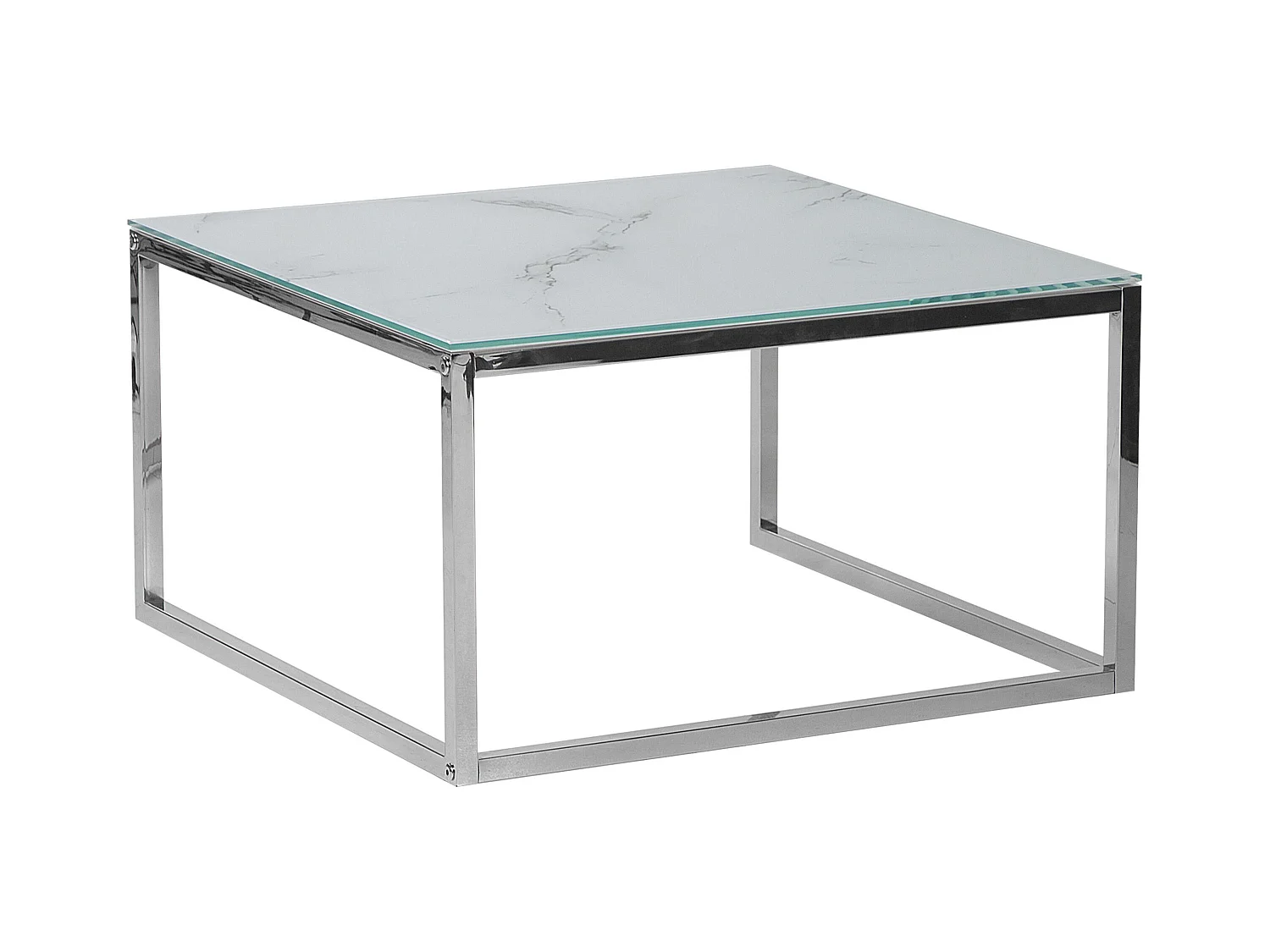 Lot de 2 tables basses BREA Verre de sécurité Marbre blanc